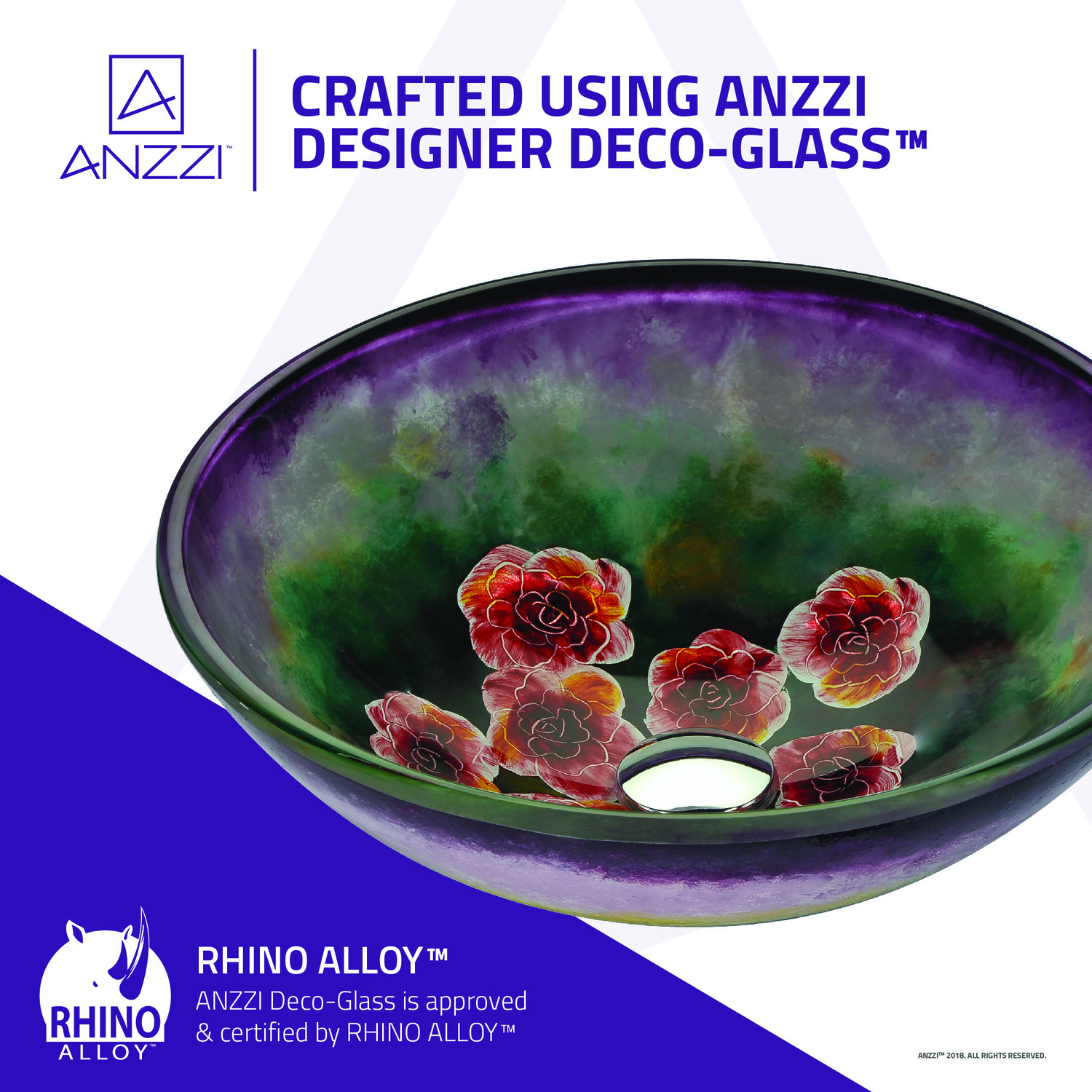 single vanity light Anzzi BATHROOM - Sinks - Vessel - Tempered Glass Purple