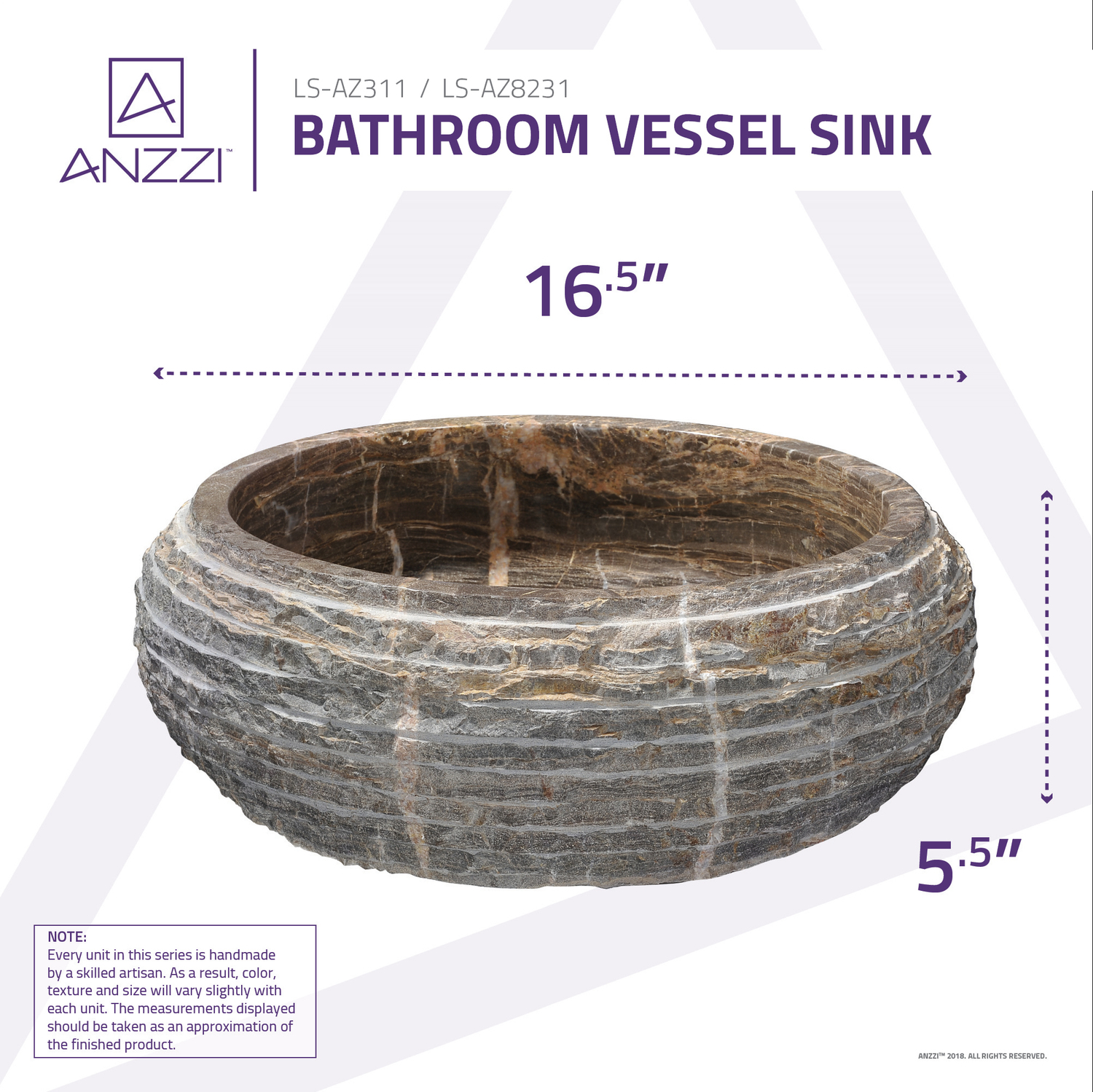 best vanity brands Anzzi BATHROOM - Sinks - Vessel - Man Made Stone Brown