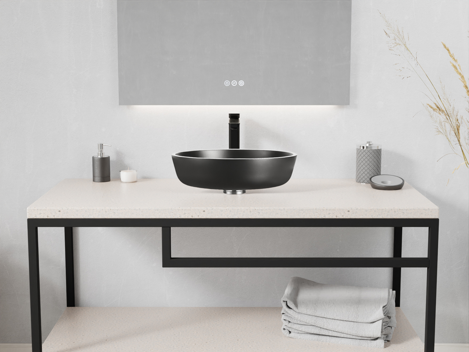 black ceramic bathroom sink Anzzi BATHROOM - Sinks - Vessel - Tempered Glass Black