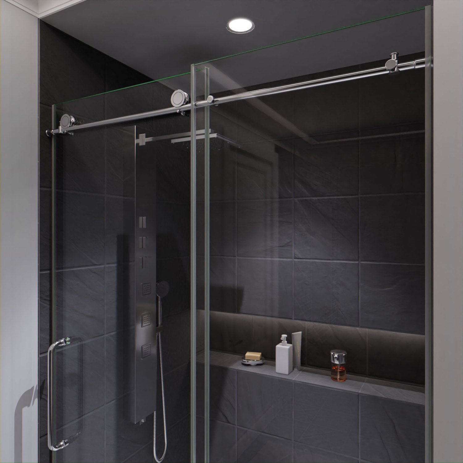 open shower panel Anzzi SHOWER - Shower Doors - Sliding Chrome