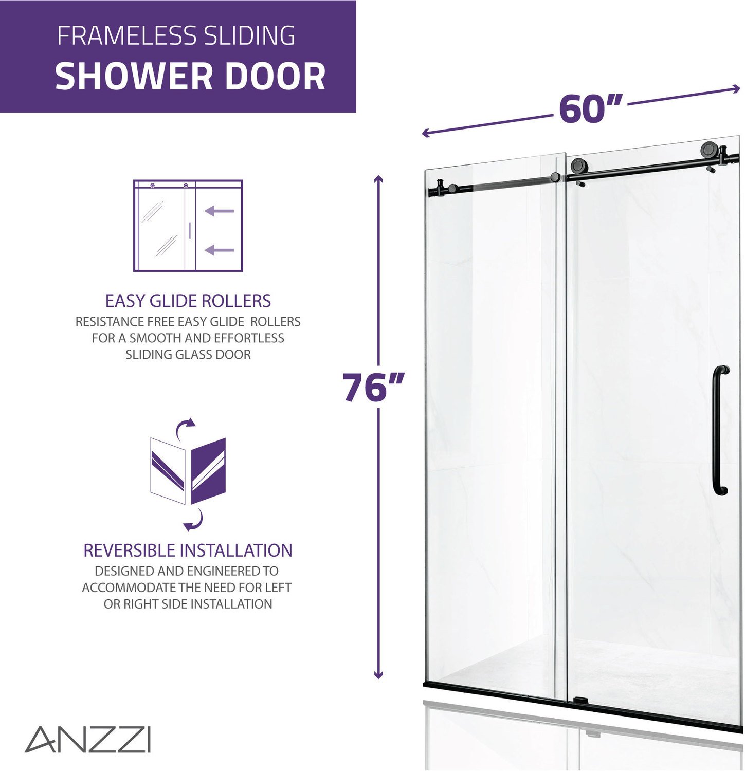 standard height of shower screen Anzzi SHOWER - Shower Doors - Sliding Nickel