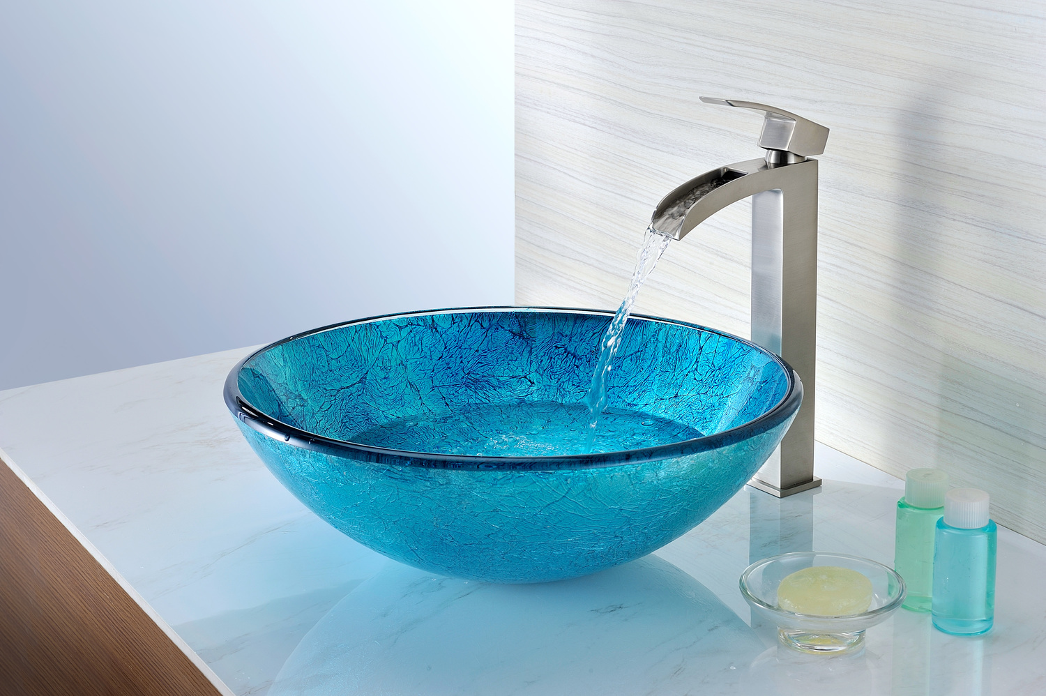 sink stand alone Anzzi BATHROOM - Sinks - Vessel - Tempered Glass Blue