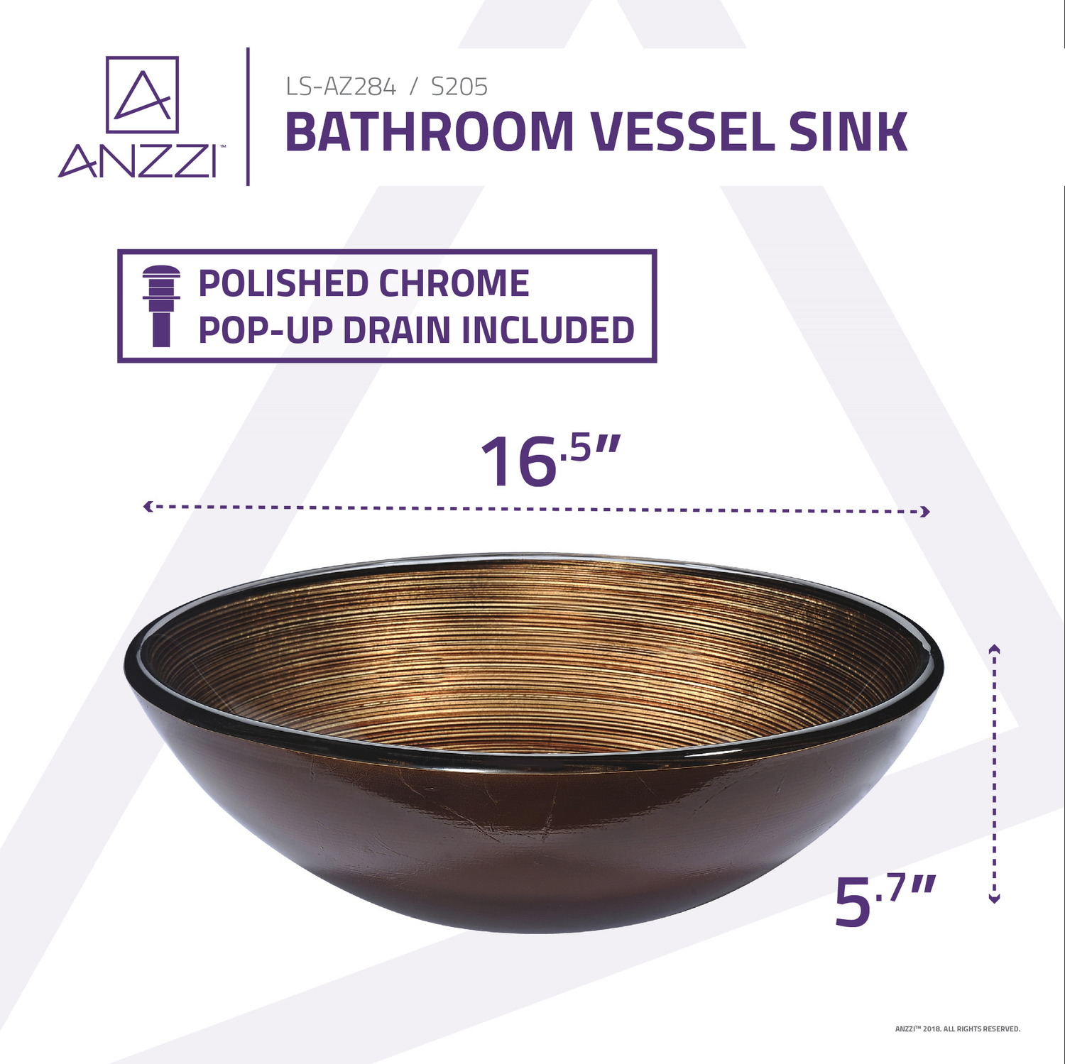 bathroom cabinet without sink Anzzi BATHROOM - Sinks - Vessel - Tempered Glass Brown