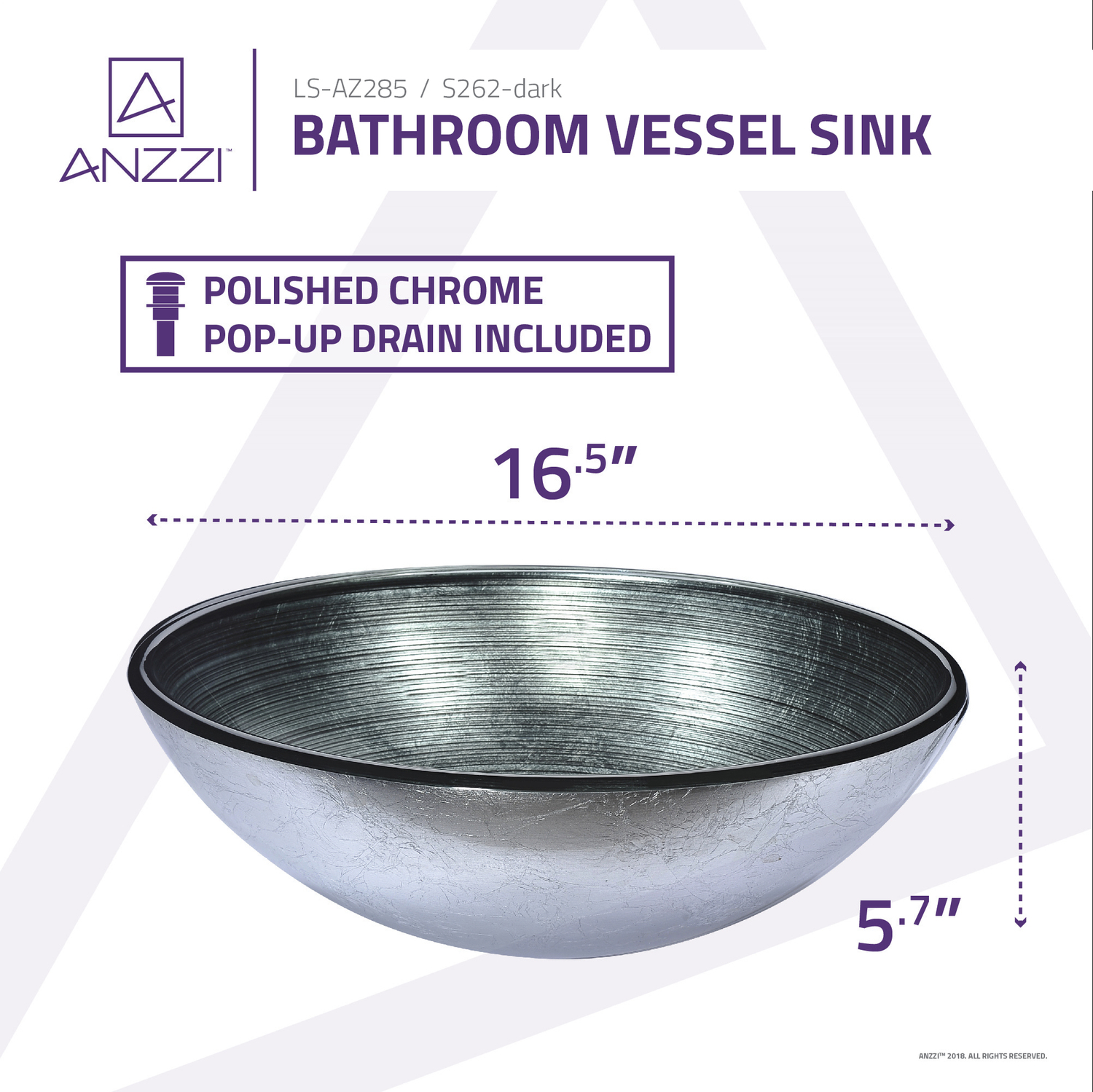 17 bathroom sink Anzzi BATHROOM - Sinks - Vessel - Tempered Glass Silver