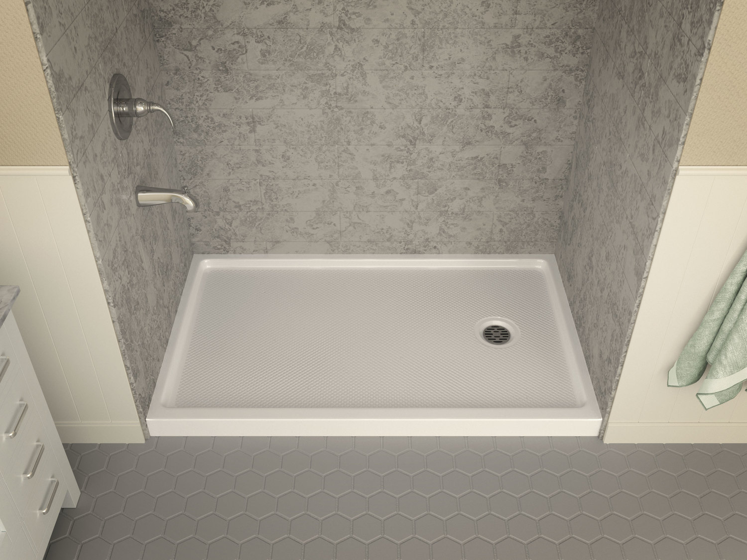  Anzzi SHOWER - Shower Bases - Single Threshold Shower Floor White