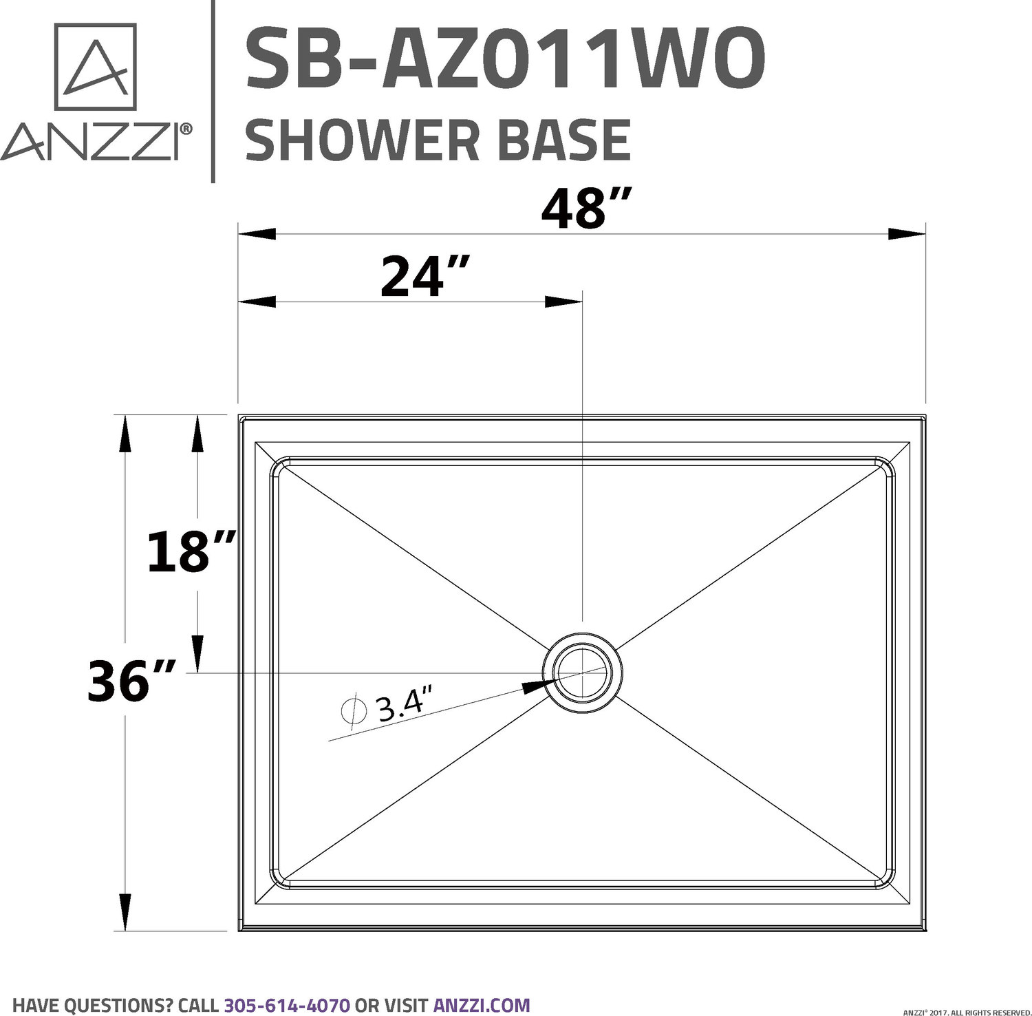 36 by 60 shower Anzzi SHOWER - Shower Bases - Single Threshold White