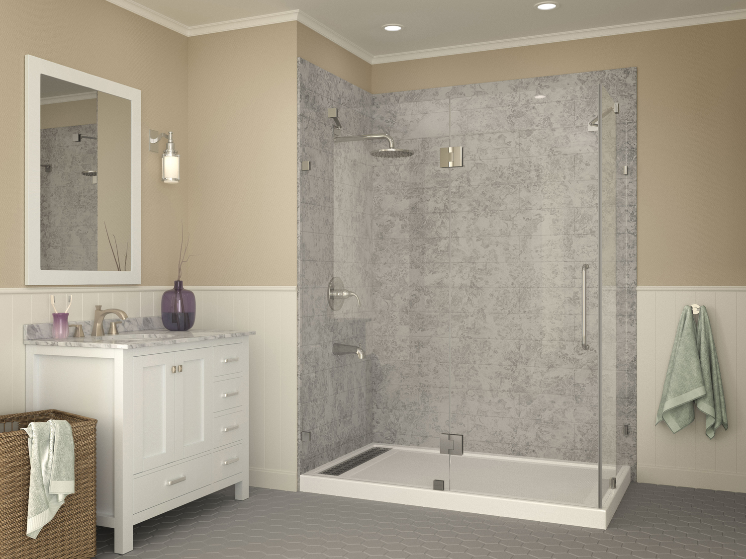 floor for bathroom shower Anzzi SHOWER - Shower Bases - Double Threshold White