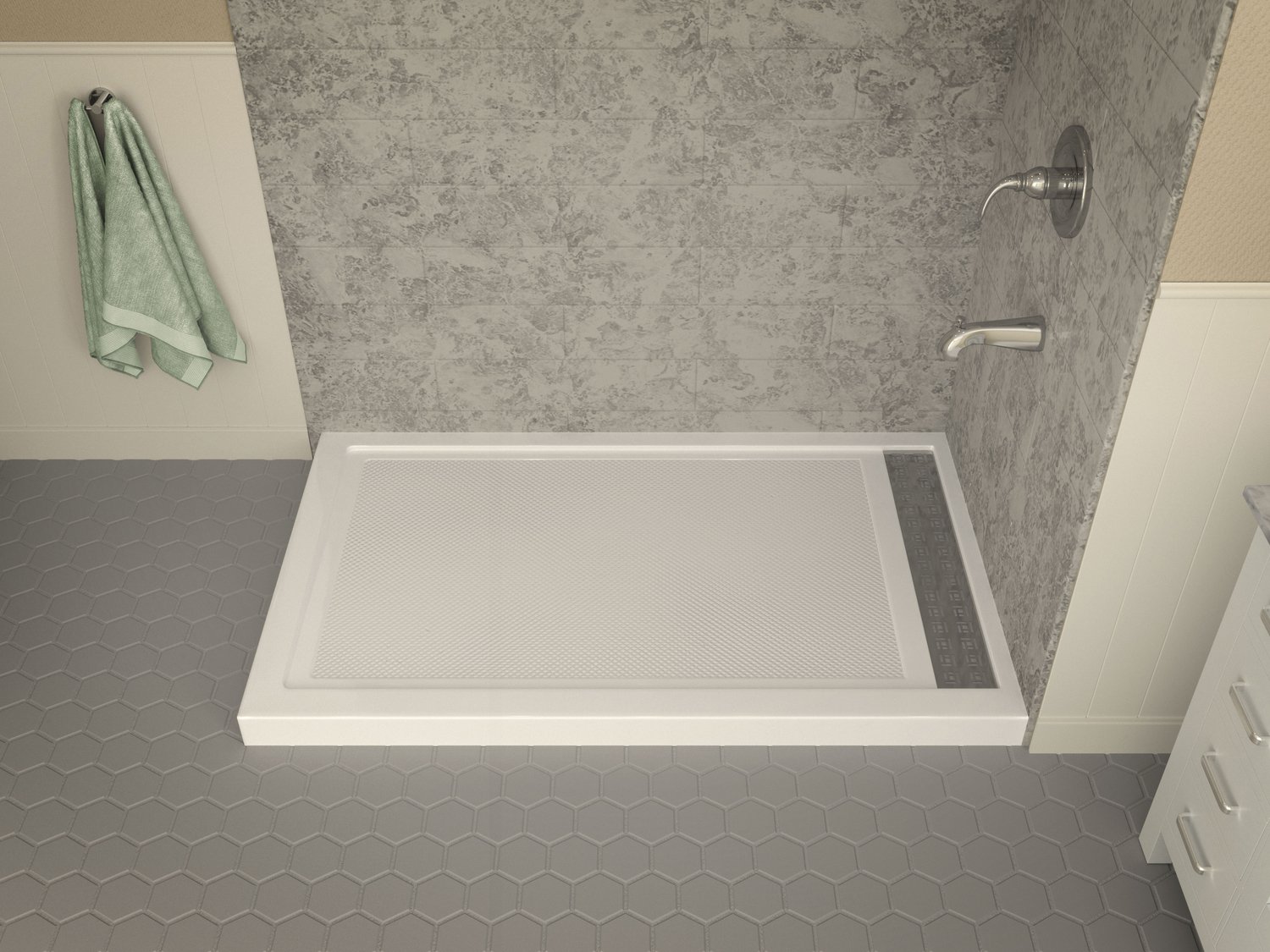 shower stall bottom Anzzi SHOWER - Shower Bases - Double Threshold White