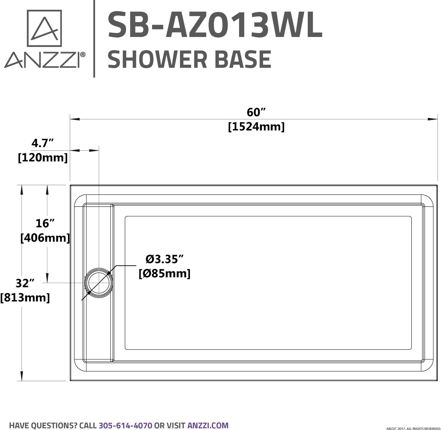 bathroom floor base Anzzi SHOWER - Shower Bases - Single Threshold White