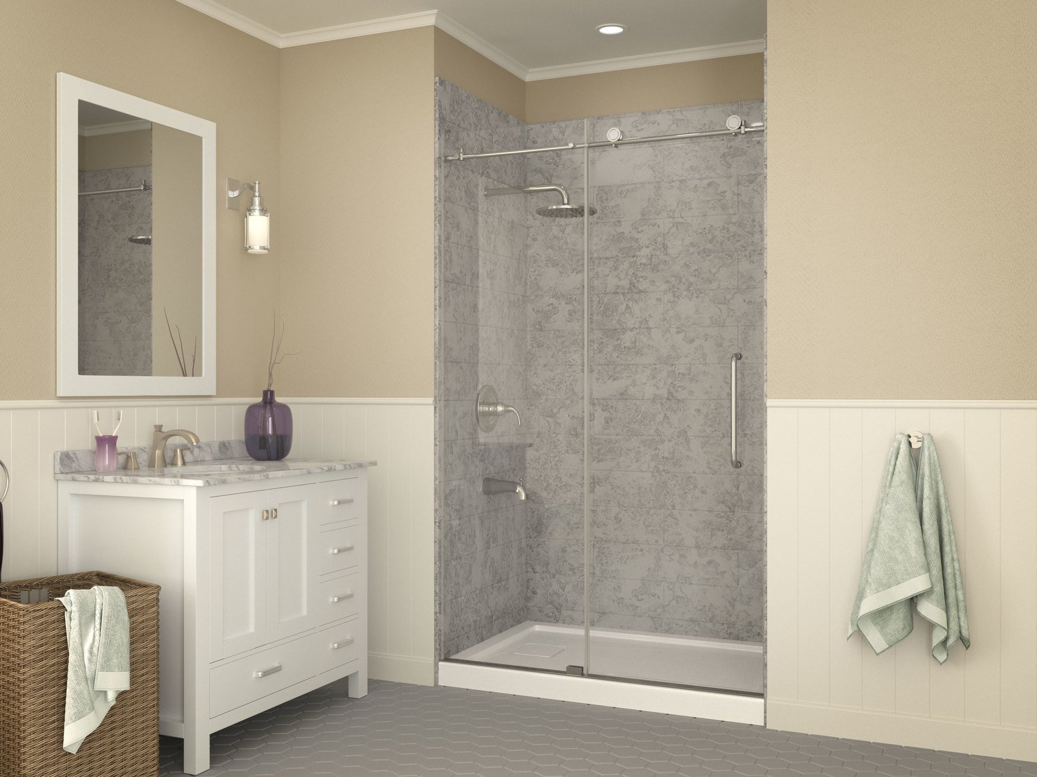 shower pan 60 x 32 right drain Anzzi SHOWER - Shower Bases - Single Threshold White