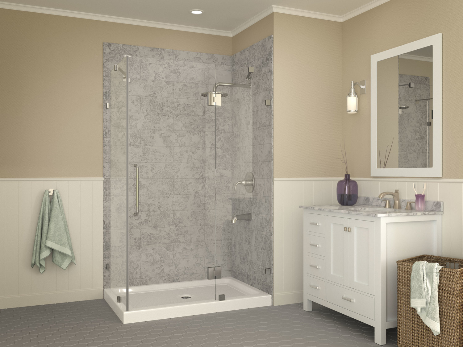 bathroom shower floor plans Anzzi SHOWER - Shower Bases - Double Threshold White