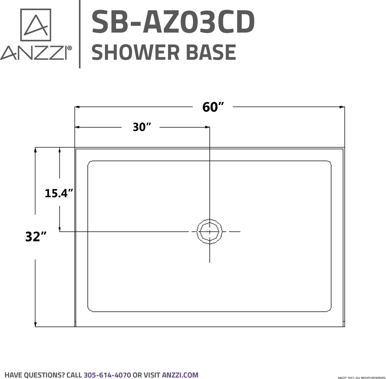 base drain Anzzi SHOWER - Shower Bases - Single Threshold White