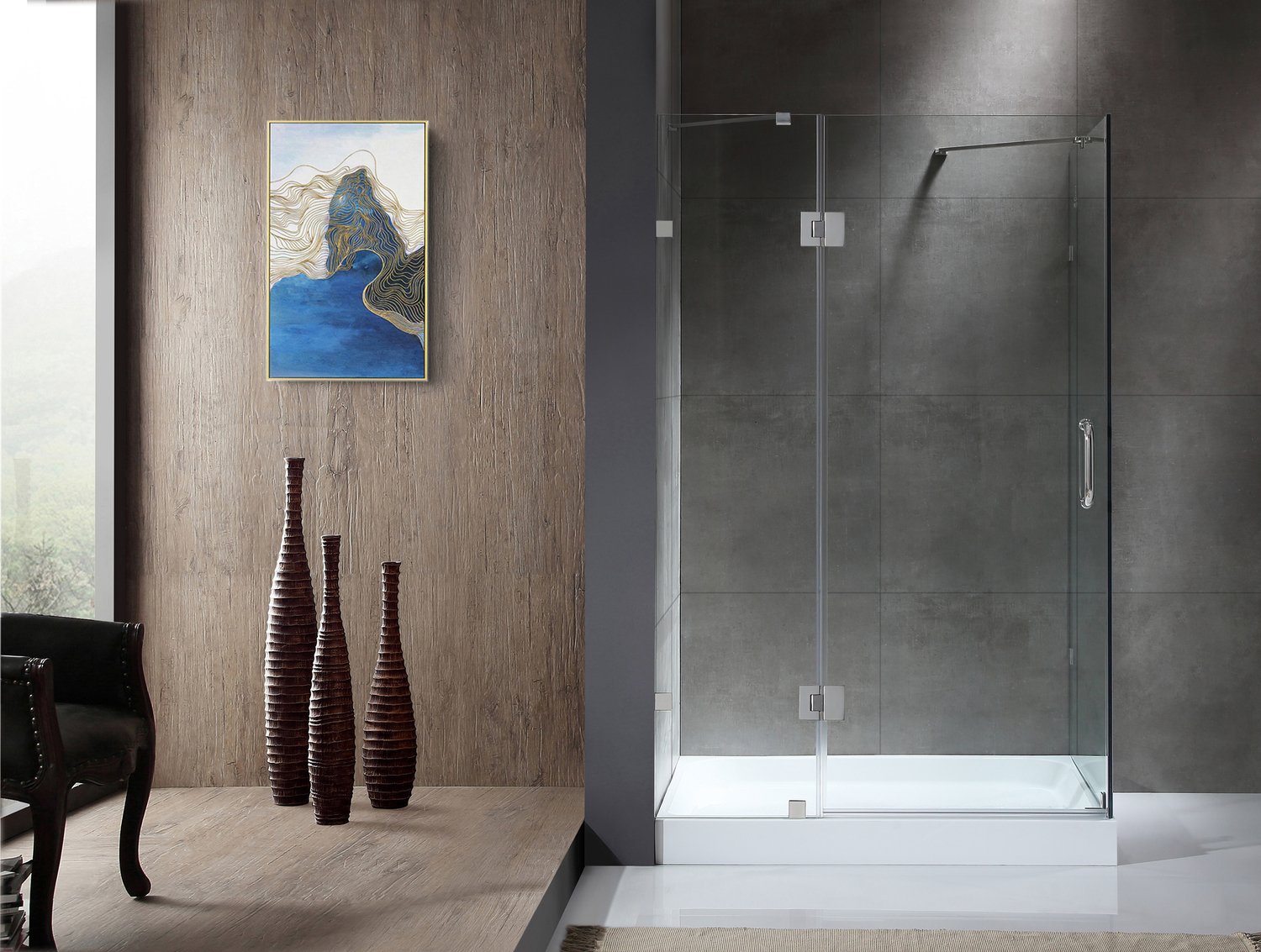 36 x 48 shower glass Anzzi SHOWER - Shower Doors - Hinged Chrome