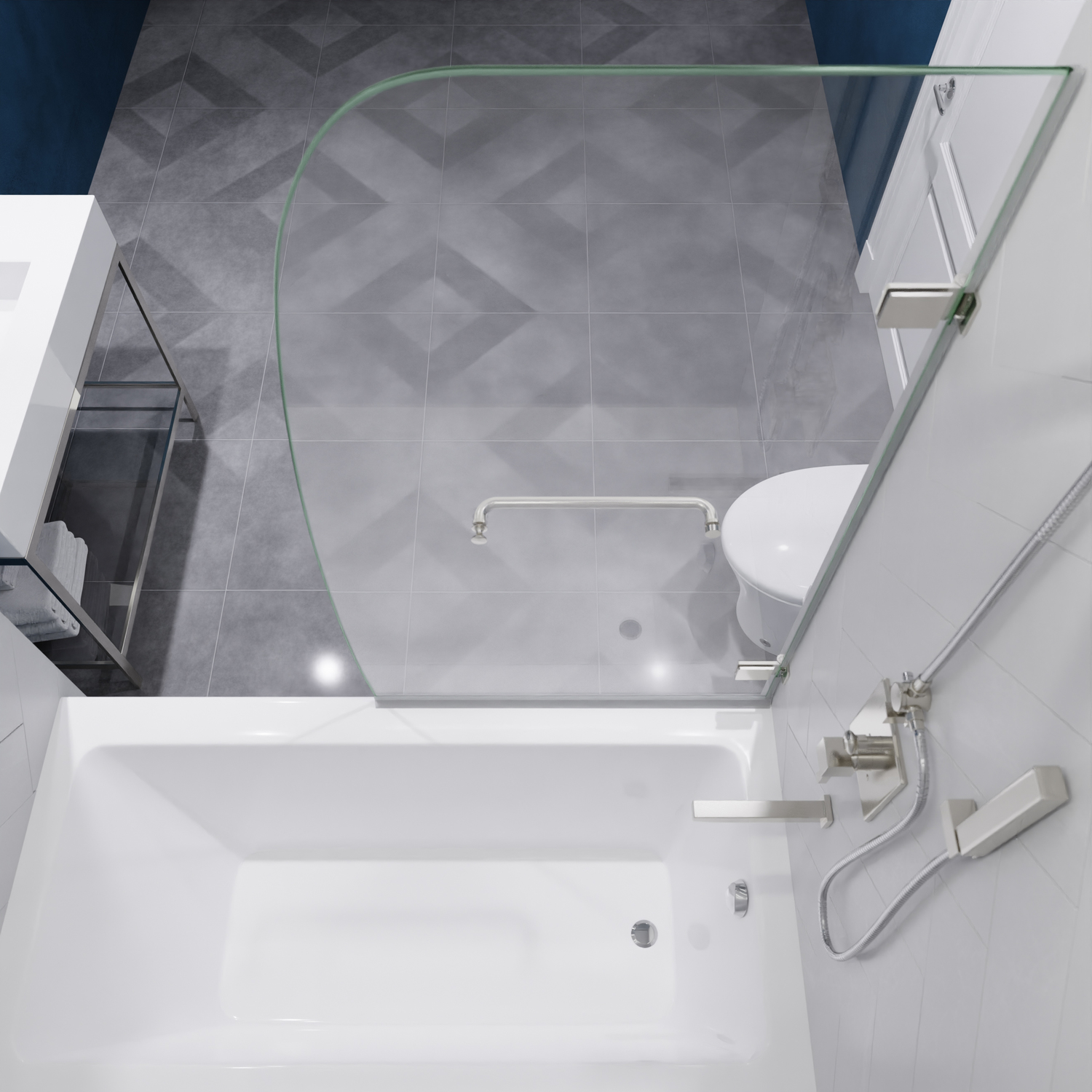  Anzzi SHOWER - Tubs Doors - Hinged Shower and Tub Doors-Shower Enclosures Nickel