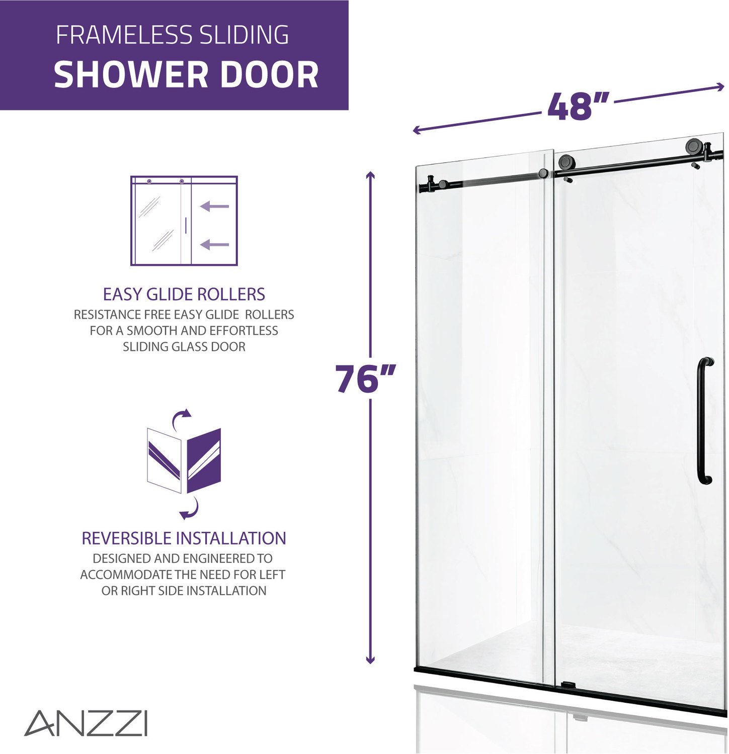 custom shower doors Anzzi SHOWER - Shower Doors - Sliding Black