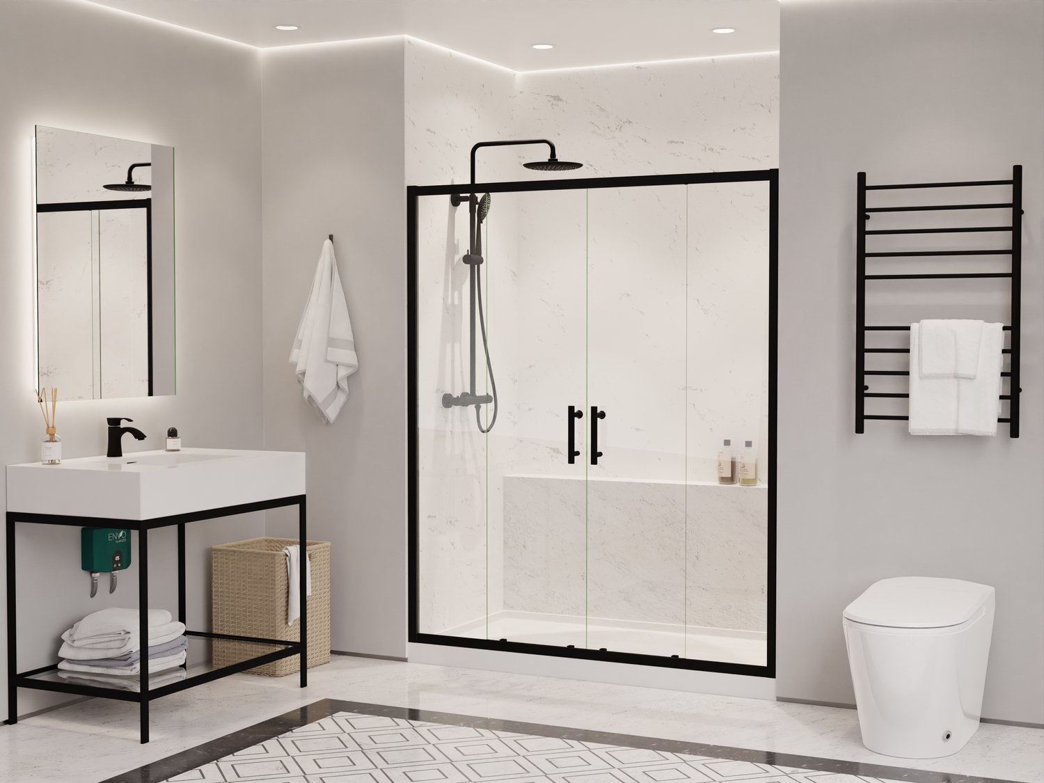 tub and shower stall kits Anzzi SHOWER - Shower Doors - Sliding Black