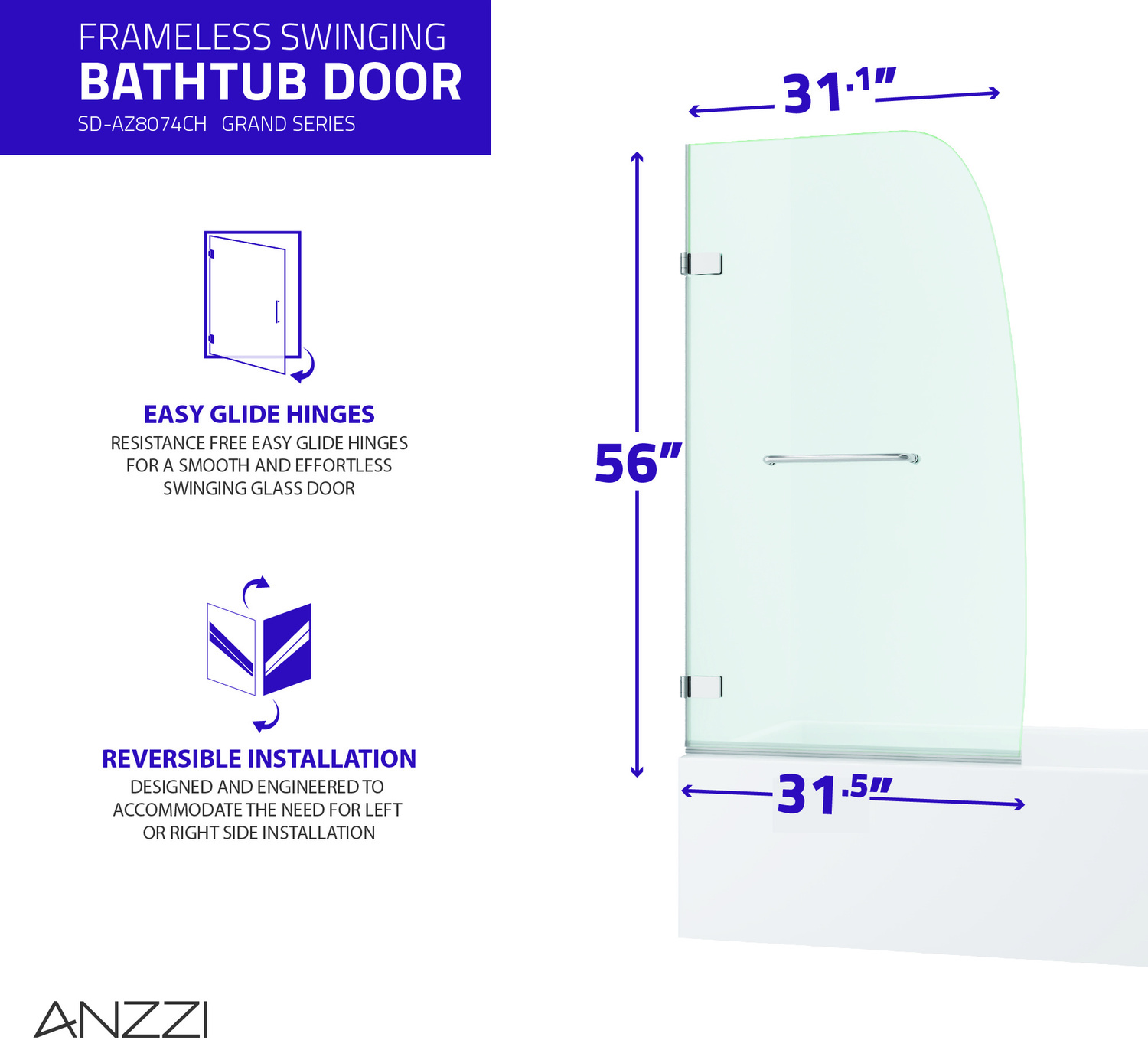 showers without shower doors Anzzi SHOWER - Tubs Doors - Hinged Chrome
