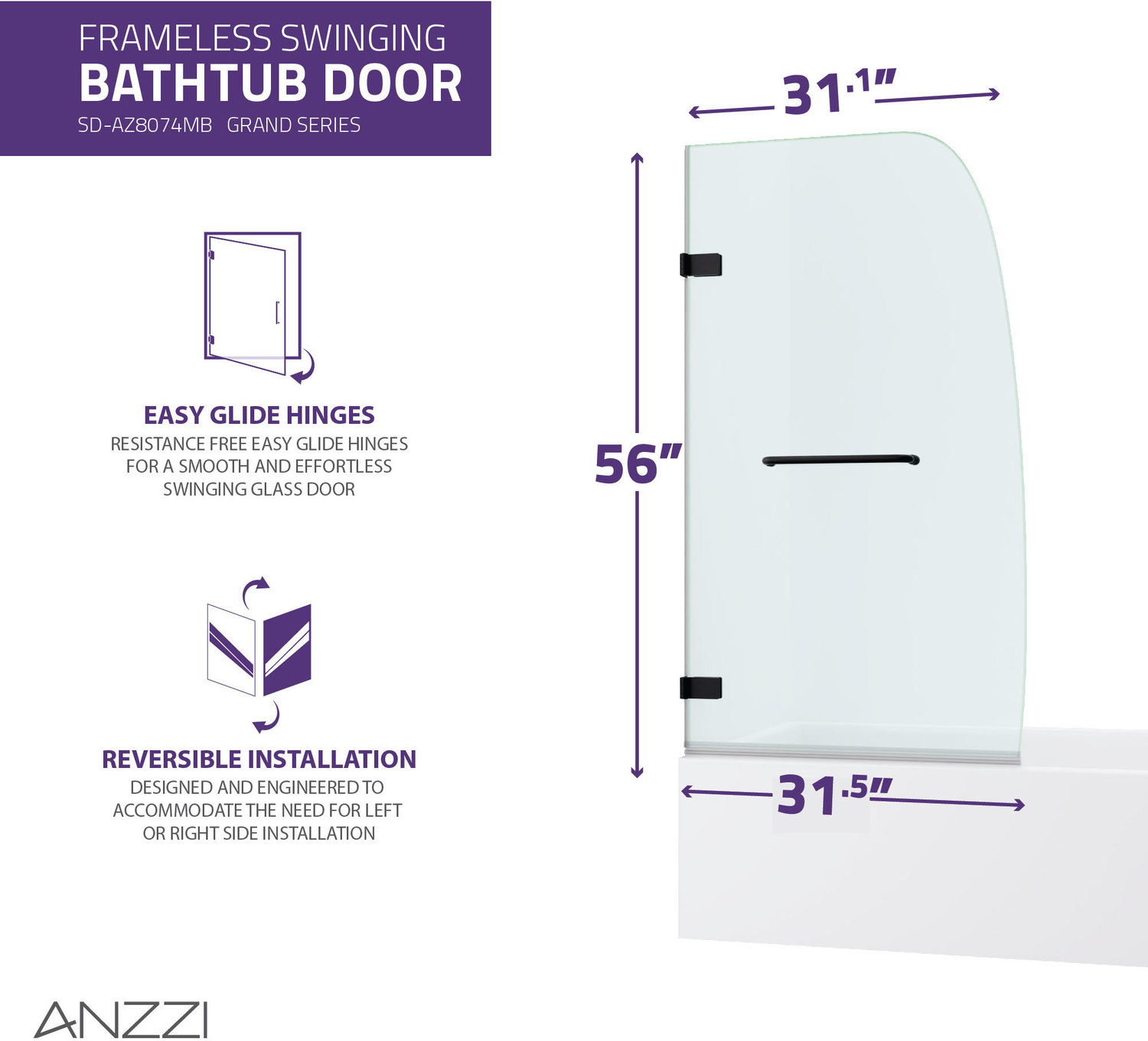 types of glass shower doors Anzzi SHOWER - Tubs Doors - Hinged Black