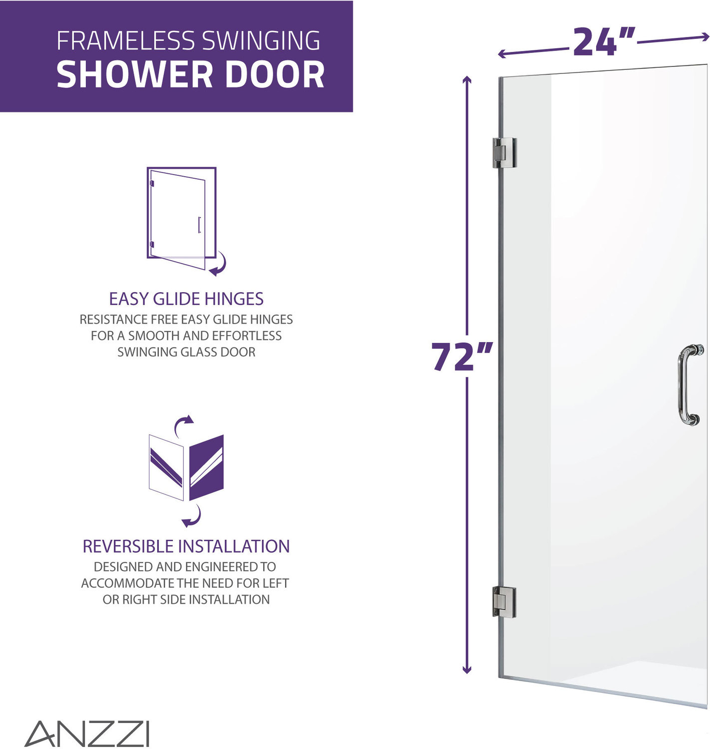 new glass shower doors Anzzi SHOWER - Shower Doors - Hinged Black