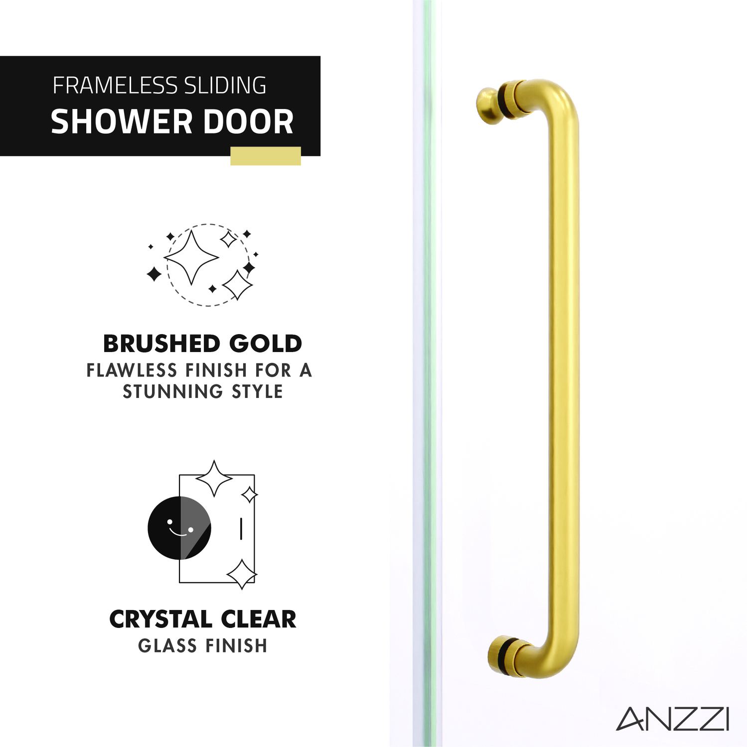 frameless folding shower screen Anzzi SHOWER - Shower Doors - Sliding Gold