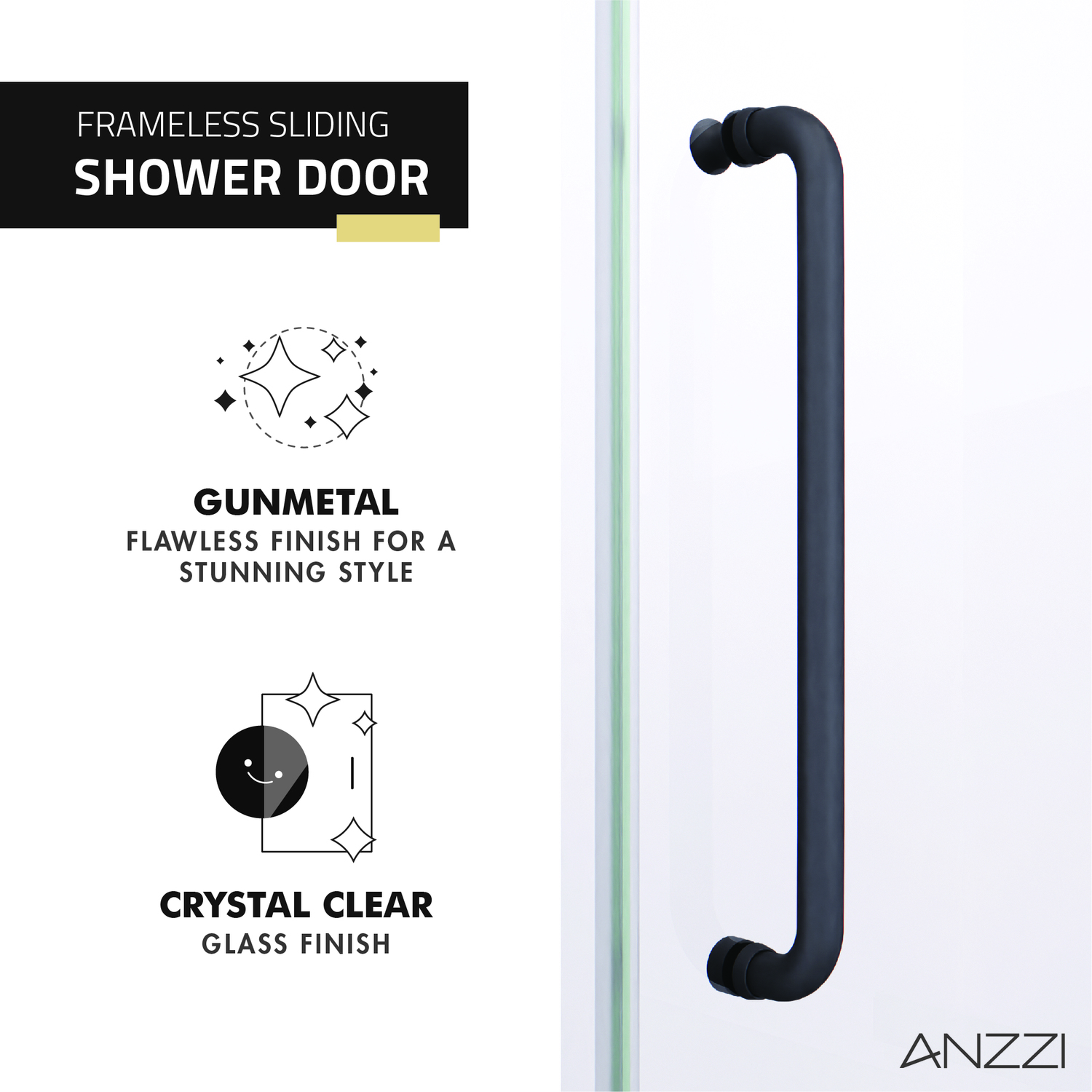 60 inch shower glass door Anzzi SHOWER - Shower Doors - Sliding Black