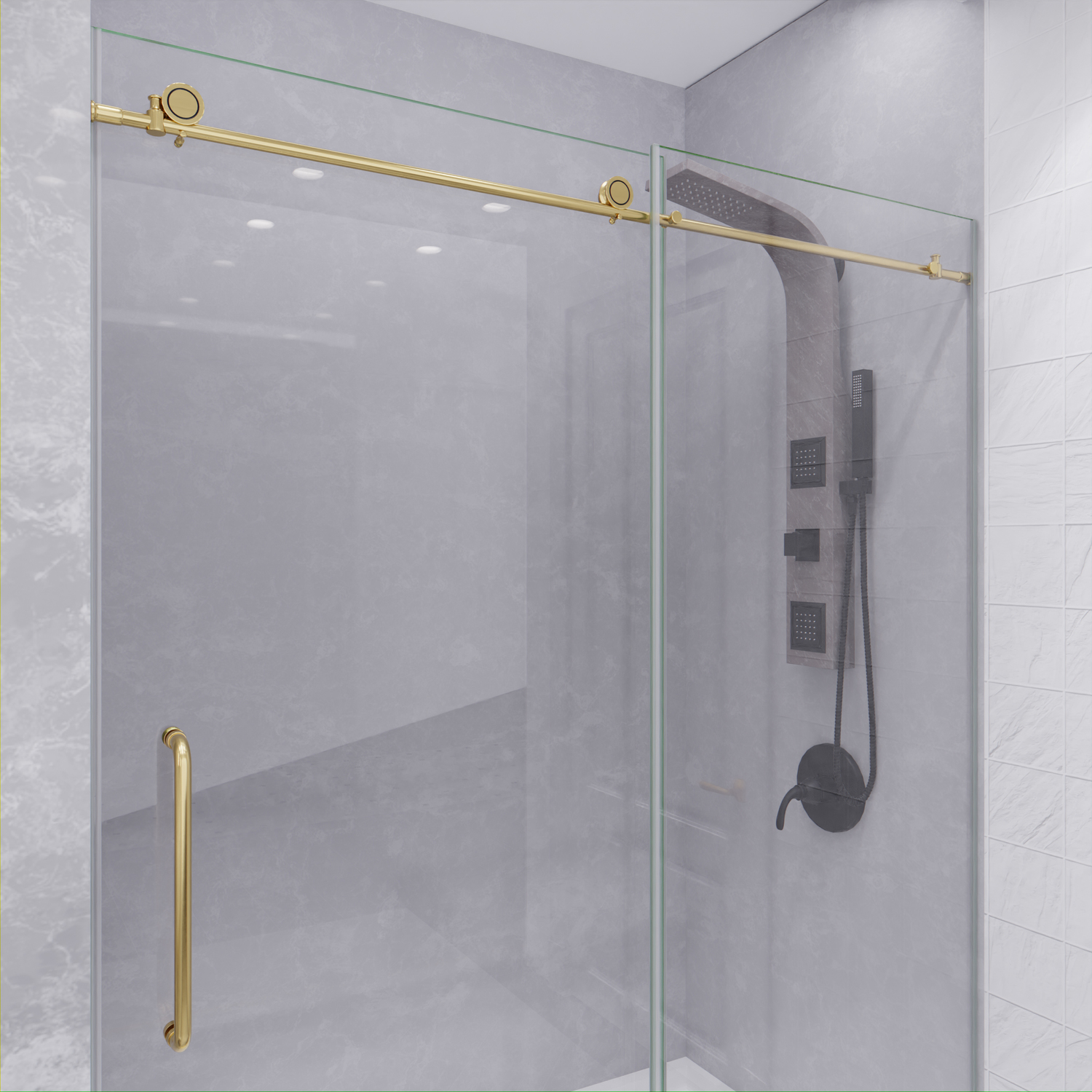 58 in shower door Anzzi SHOWER - Shower Doors - Sliding Gold