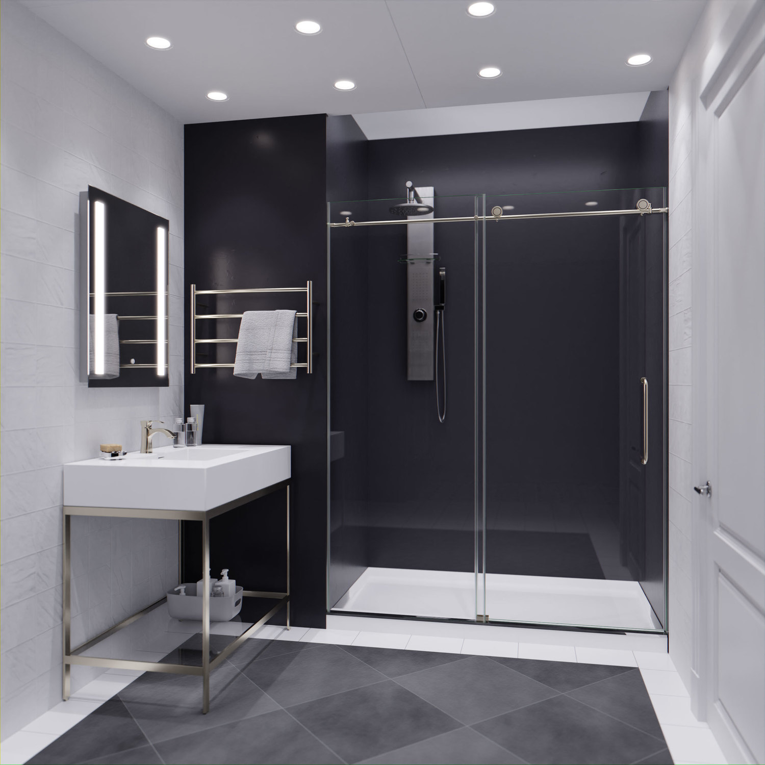  Anzzi SHOWER - Shower Doors - Sliding Shower and Tub Doors-Shower Enclosures Nickel