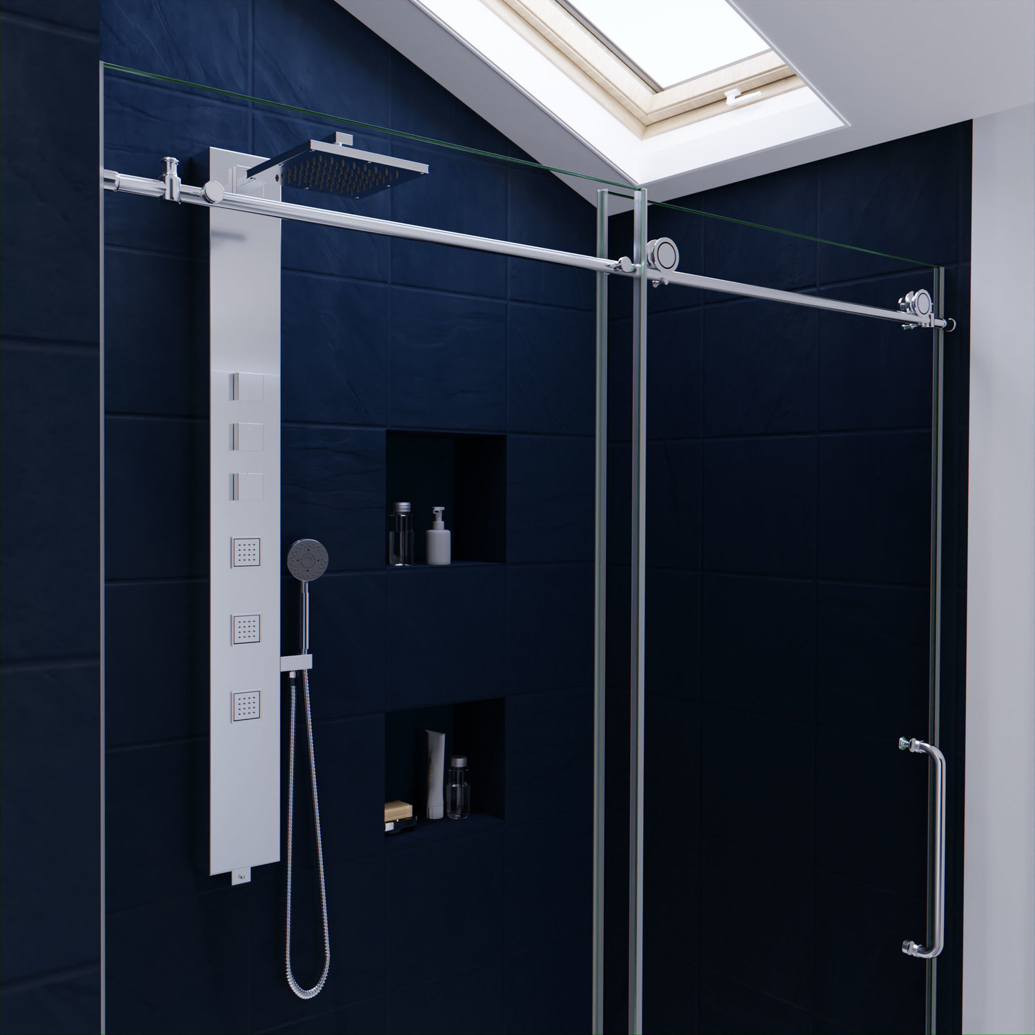 frameless shower screen black hinges Anzzi SHOWER - Shower Doors - Sliding Chrome