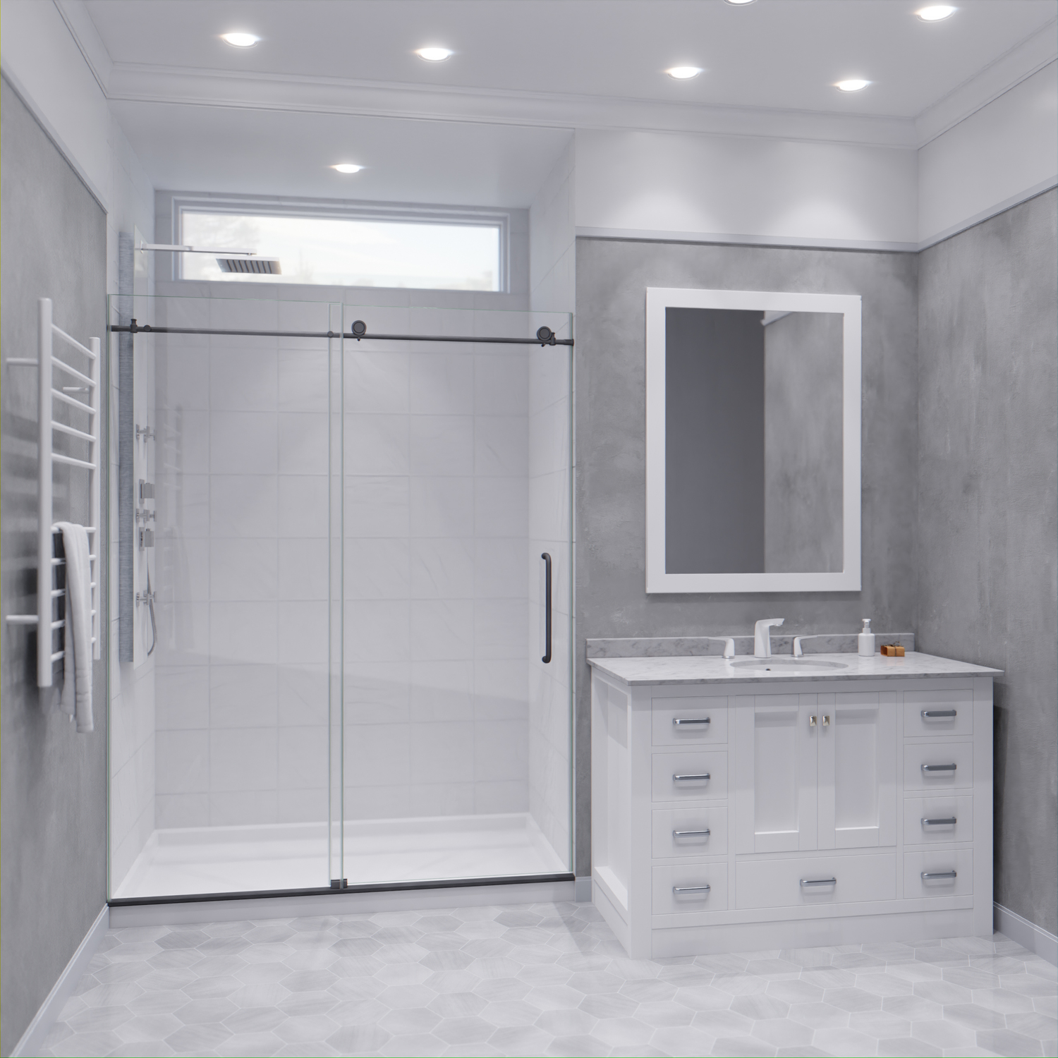 72 shower base with seat Anzzi SHOWER - Shower Doors - Sliding Black