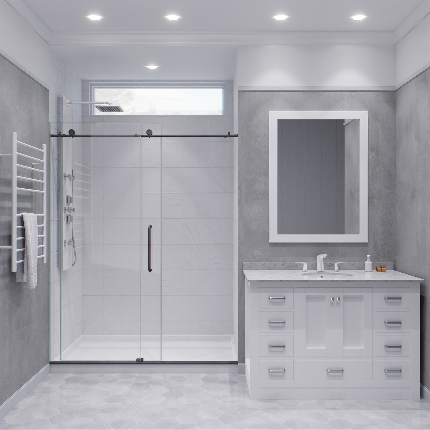 72 shower base with seat Anzzi SHOWER - Shower Doors - Sliding Black