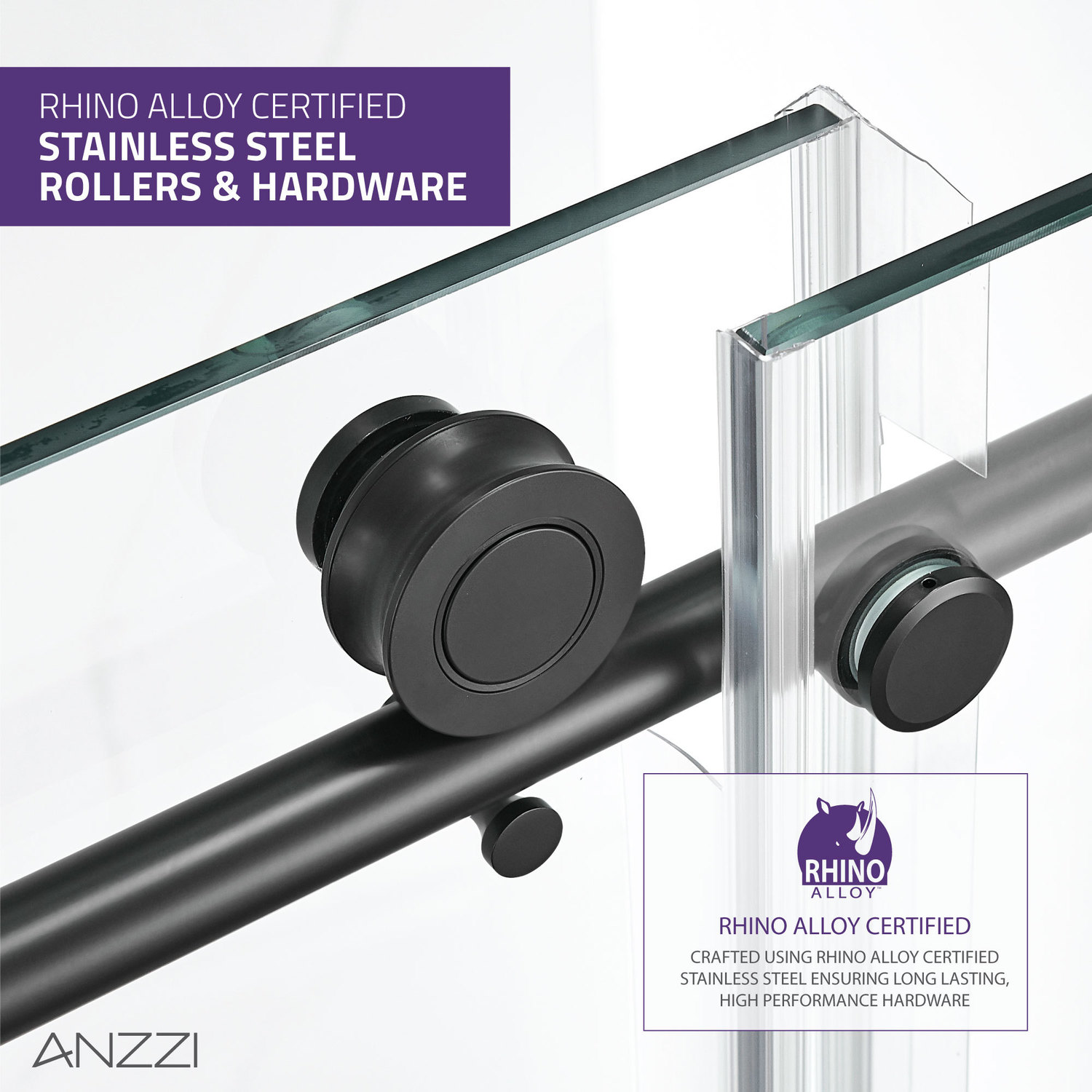 shower frame Anzzi SHOWER - Shower Doors - Sliding Black