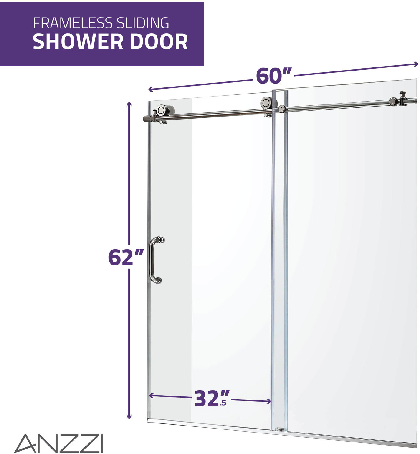  Anzzi SHOWER - Tubs Doors - Sliding Shower and Tub Doors-Shower Enclosures Chrome