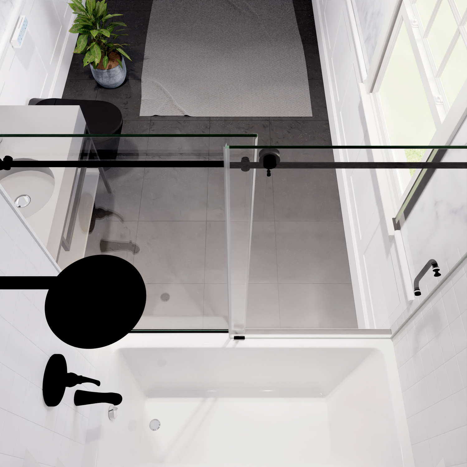 frameless hinged shower door Anzzi SHOWER - Tubs Doors - Sliding Black