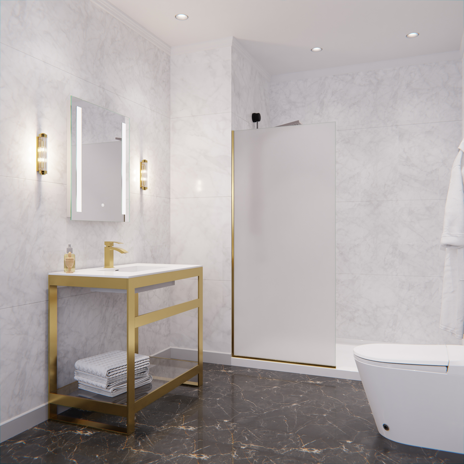35 x 35 shower base Anzzi SHOWER - Shower Doors - Fixed Gold