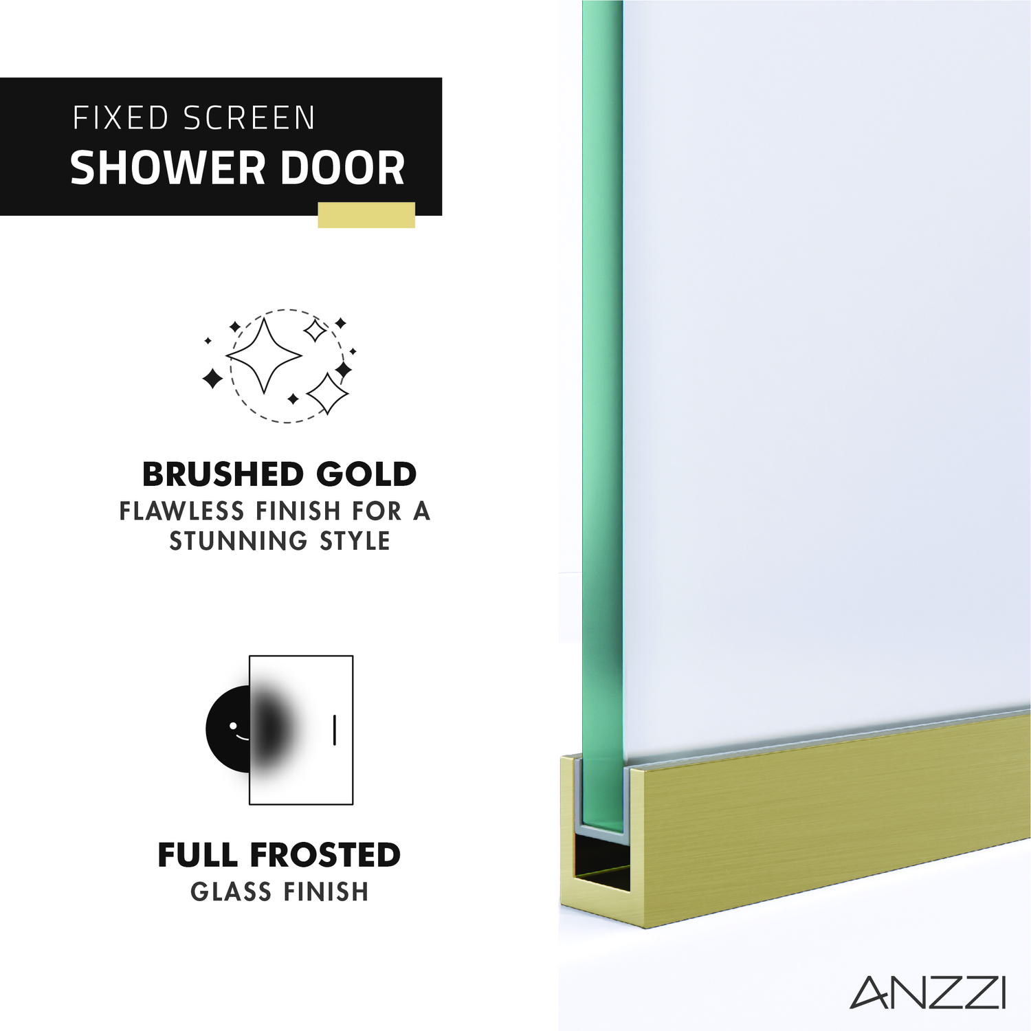 35 x 35 shower base Anzzi SHOWER - Shower Doors - Fixed Gold
