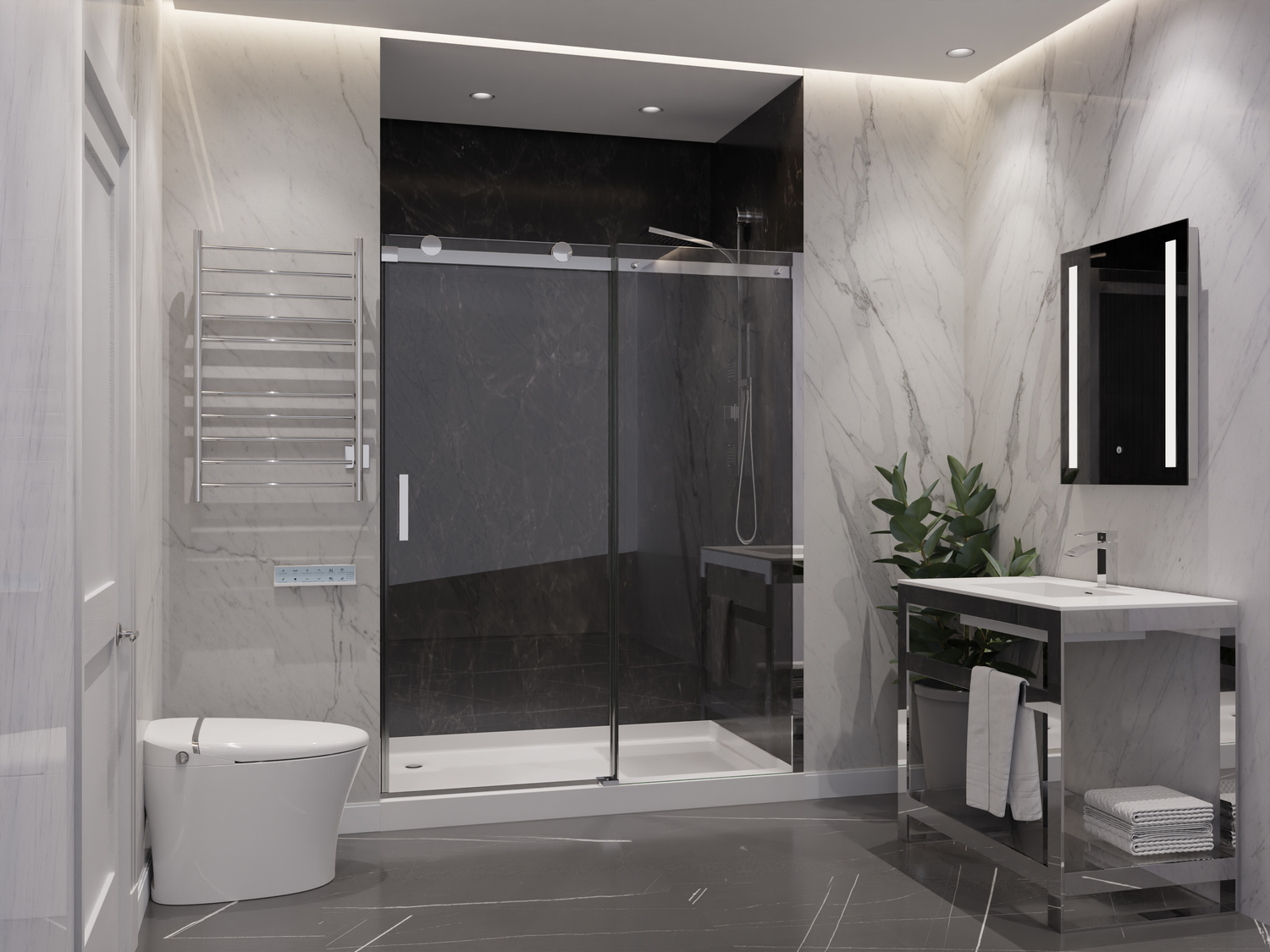custom neo angle shower doors Anzzi SHOWER - Shower Doors - Sliding Chrome
