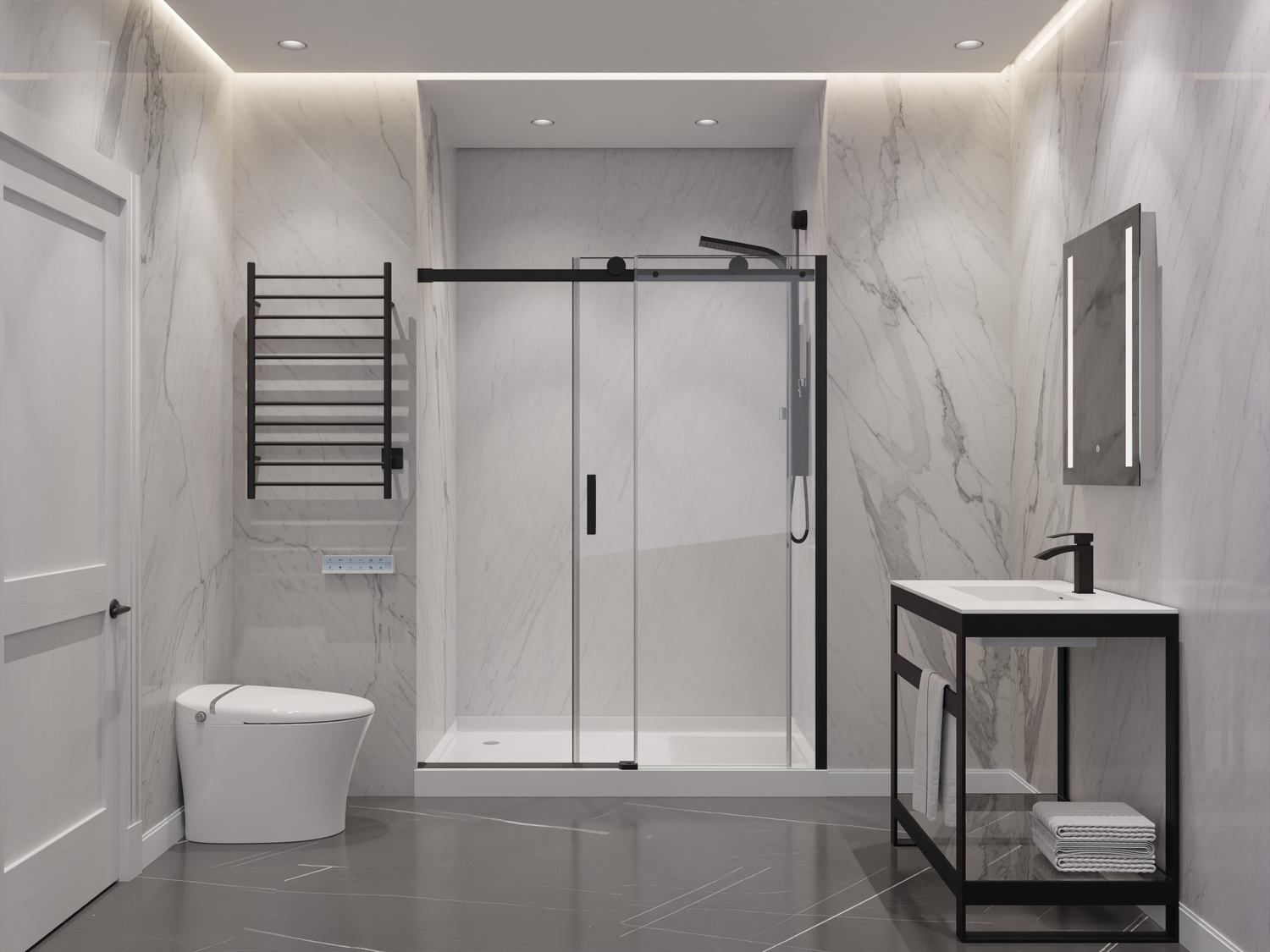 full bath shower enclosure Anzzi SHOWER - Shower Doors - Sliding Black