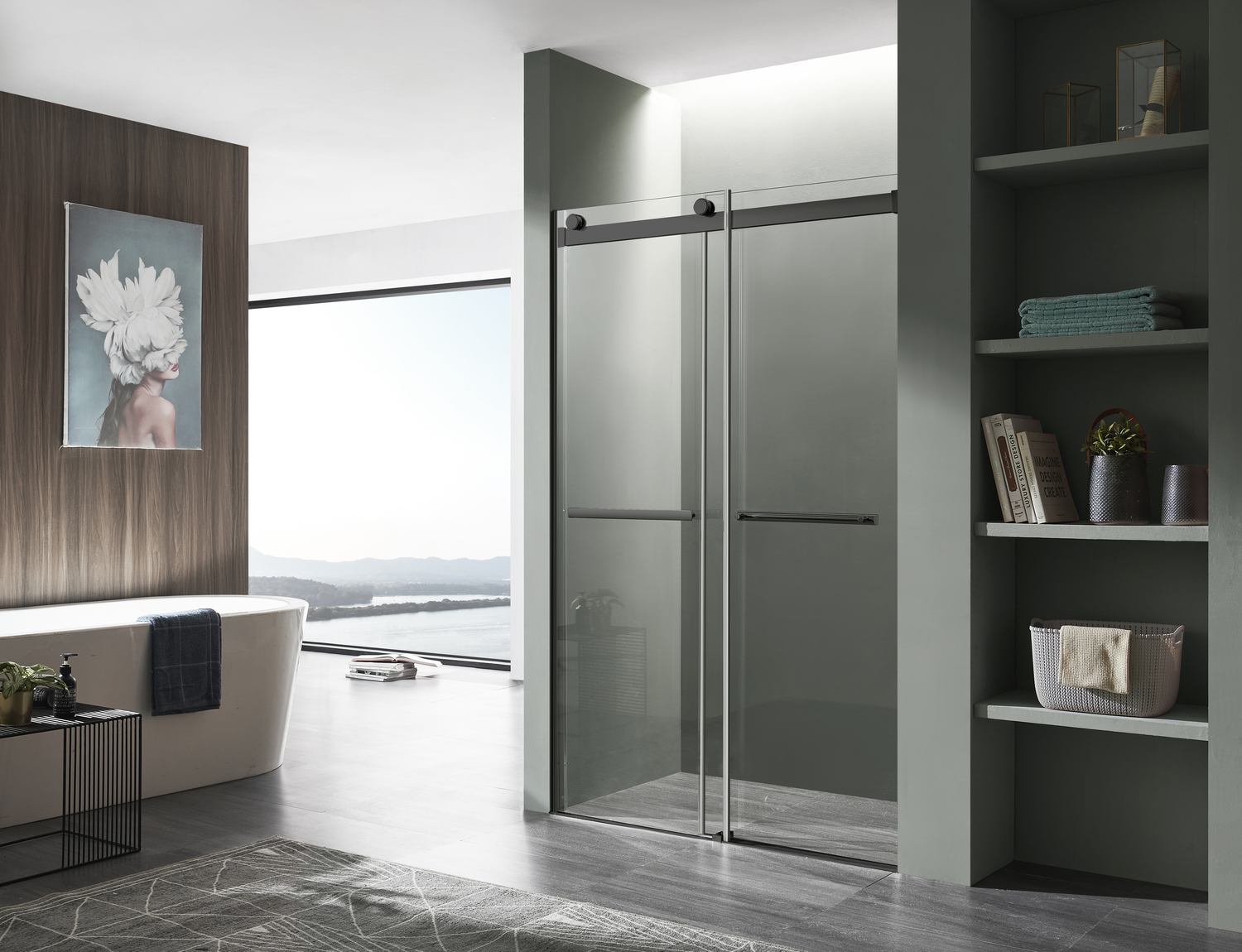 glass shower doors for tub surround Anzzi SHOWER - Shower Doors - Sliding Black