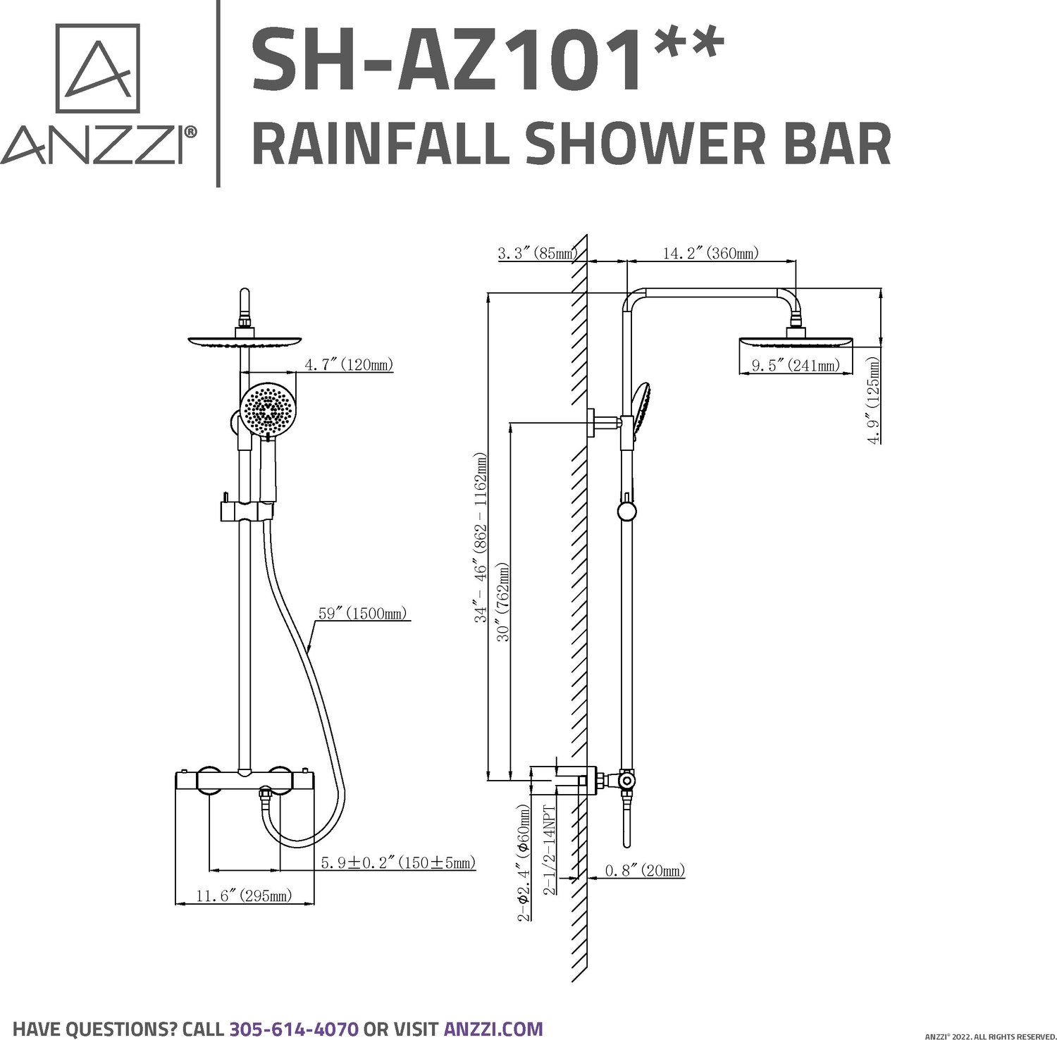 inside showers Anzzi SHOWER - Shower Heads Black