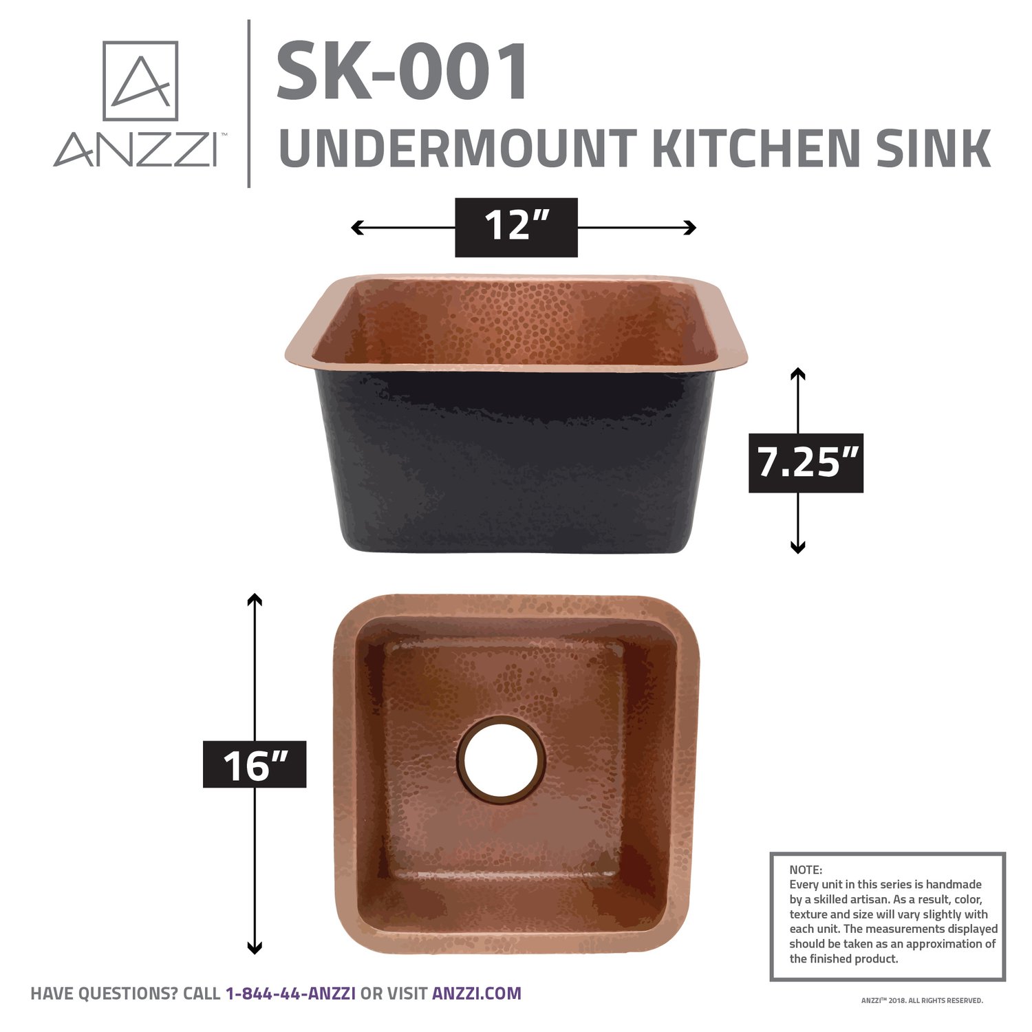 single sink double drainer Anzzi KITCHEN - Kitchen Sinks - Drop-in - Copper Copper