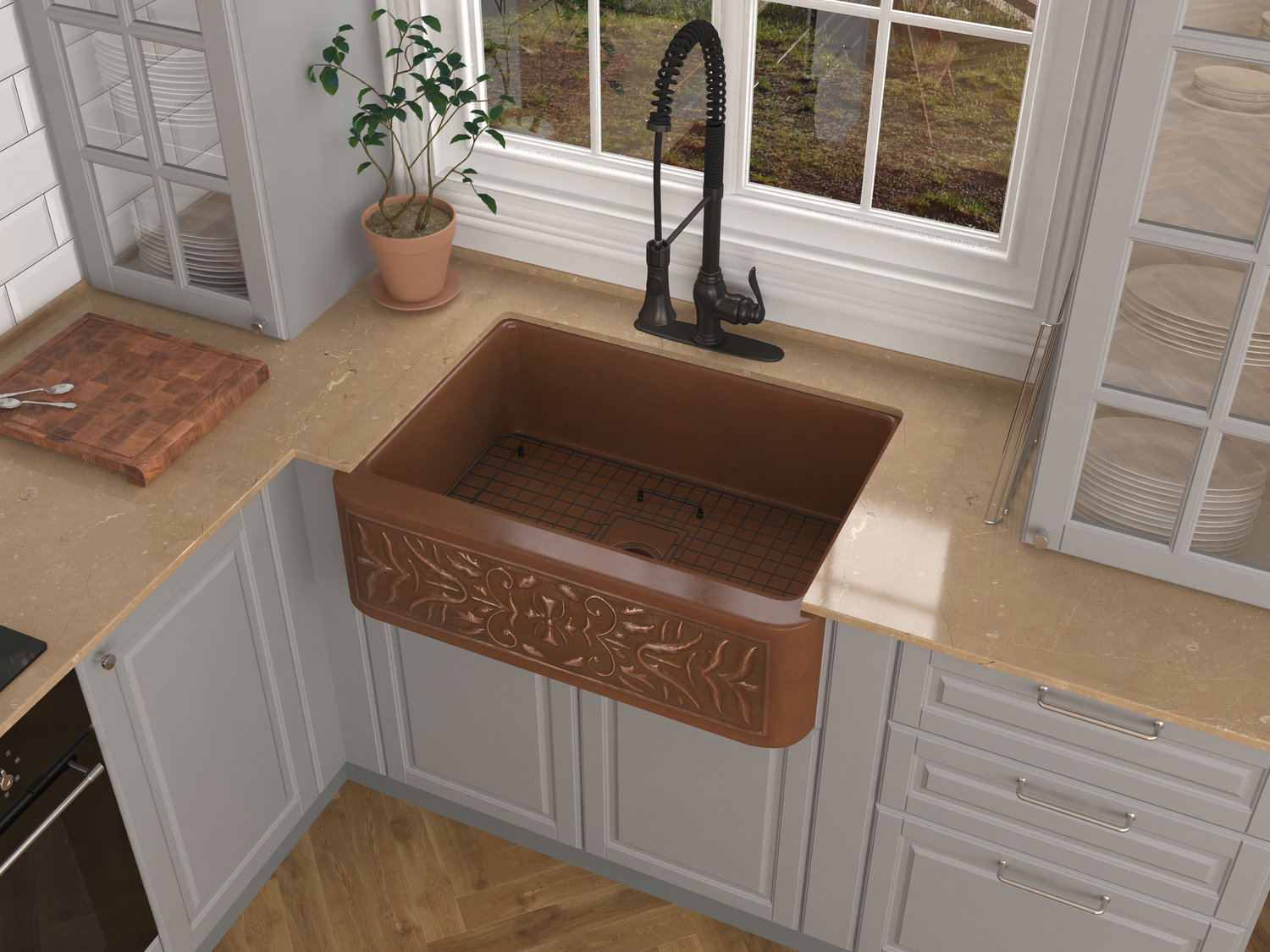  Anzzi KITCHEN - Kitchen Sinks - Farmhouse - Copper Single Bowl Sinks Copper