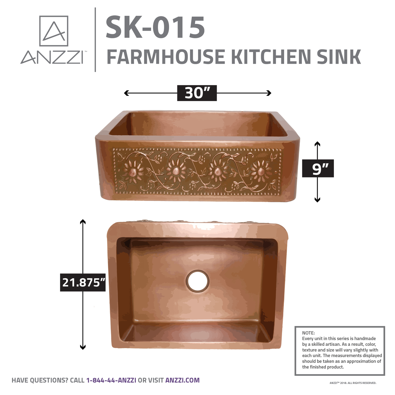 single drainer kitchen sinks Anzzi KITCHEN - Kitchen Sinks - Farmhouse - Copper Copper