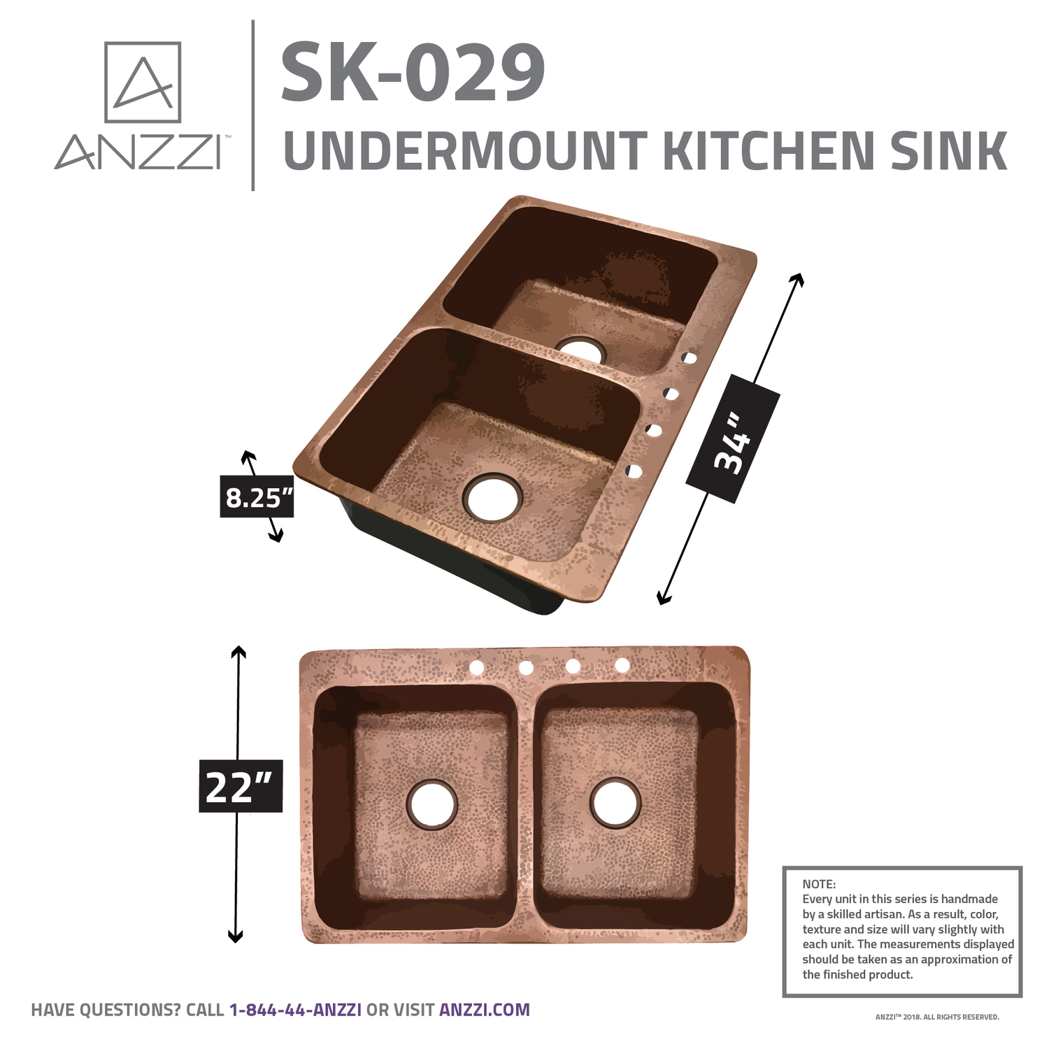 16 gauge stainless steel double bowl kitchen sink Anzzi KITCHEN - Kitchen Sinks - Drop-in - Copper Copper