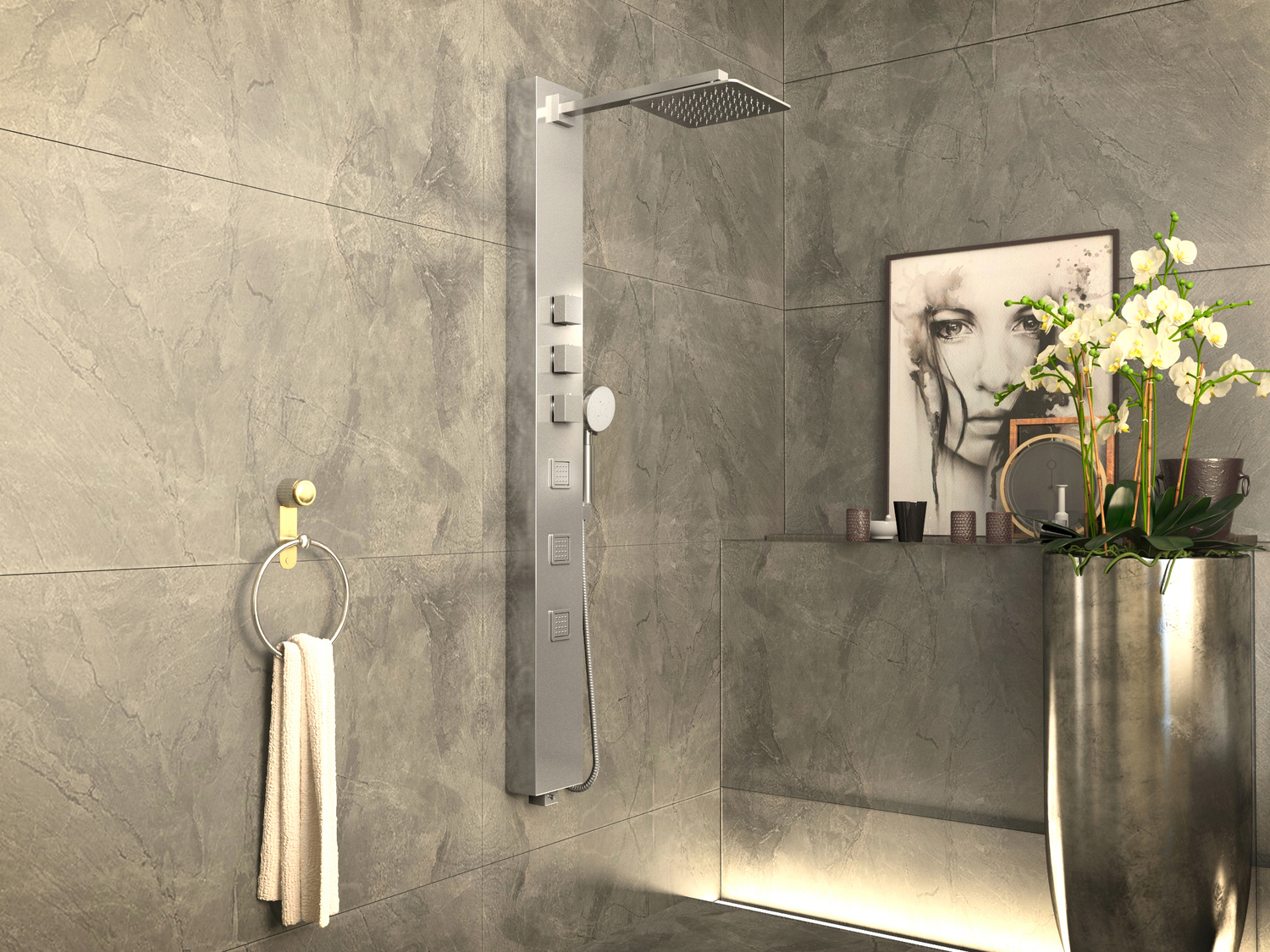 shower enclosure fixing kit Anzzi SHOWER - Shower Panels Chrome