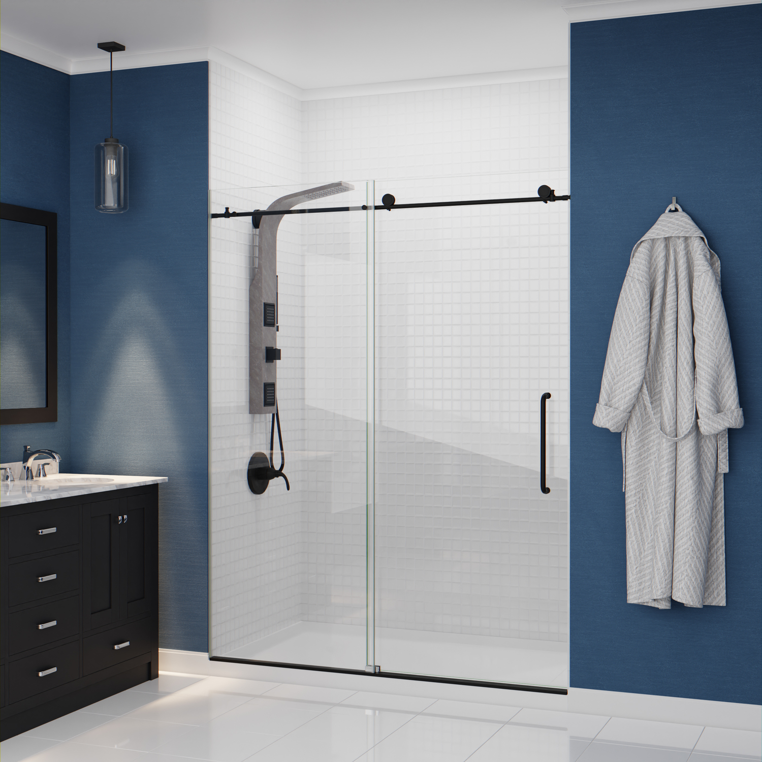 glass shower screen fittings Anzzi SHOWER - Shower Panels Gray