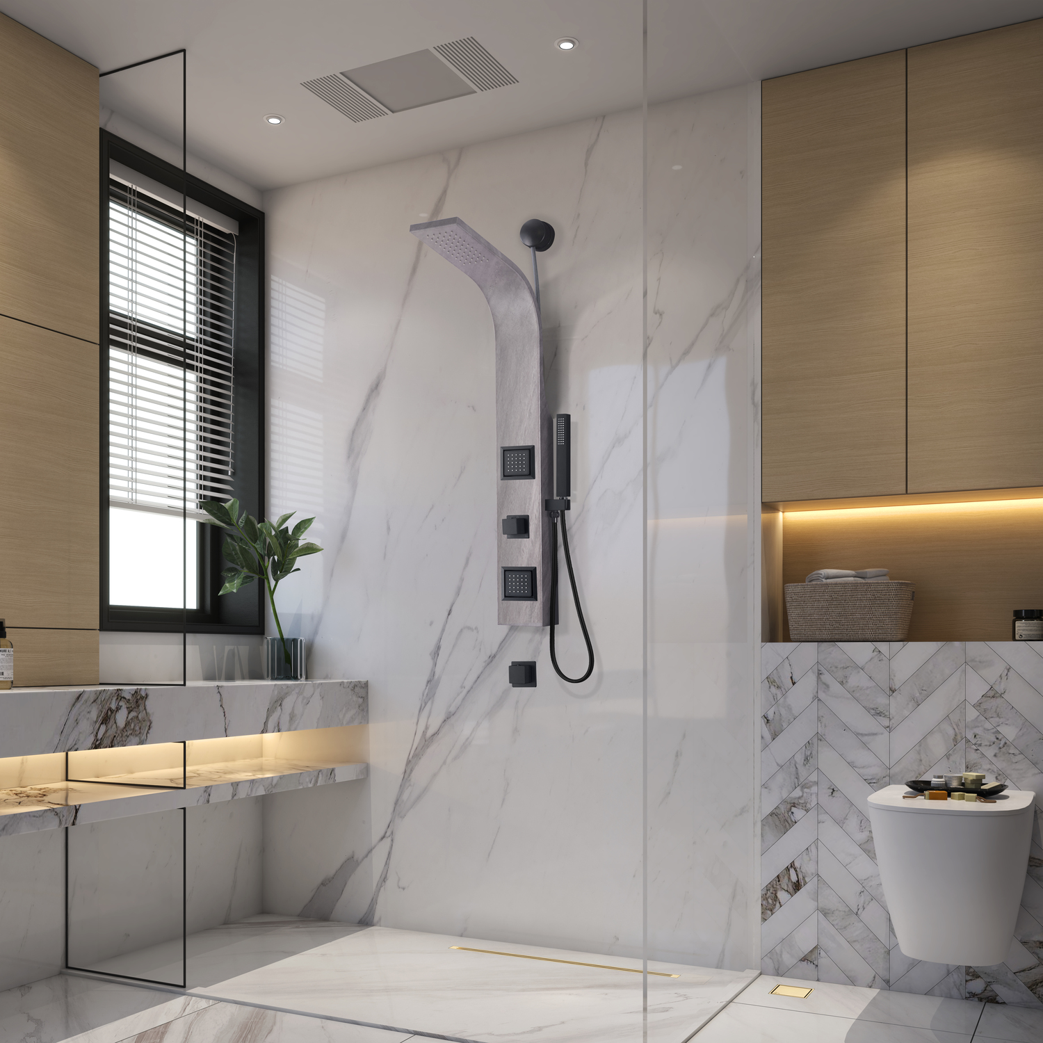 glass shower screen fittings Anzzi SHOWER - Shower Panels Gray