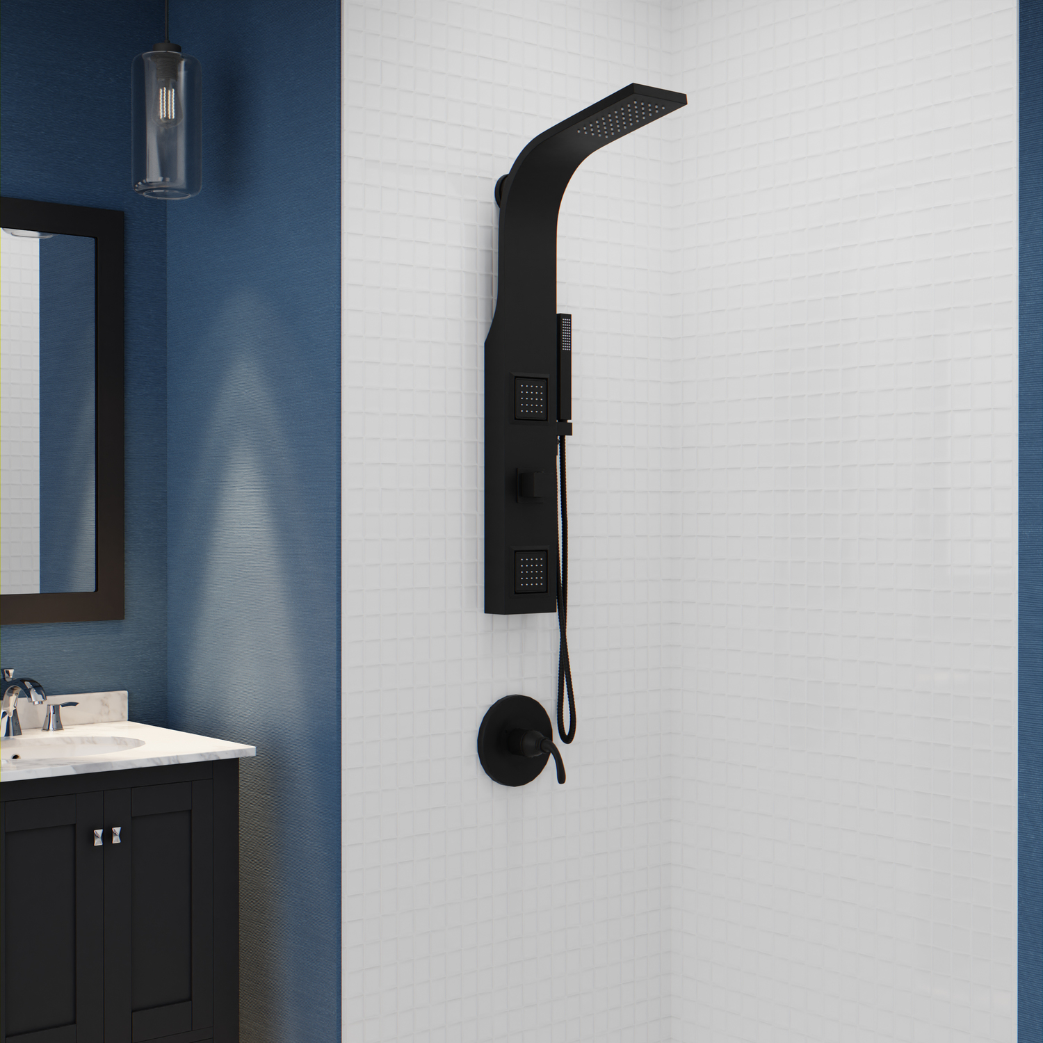 full bath shower screen Anzzi SHOWER - Shower Panels Black