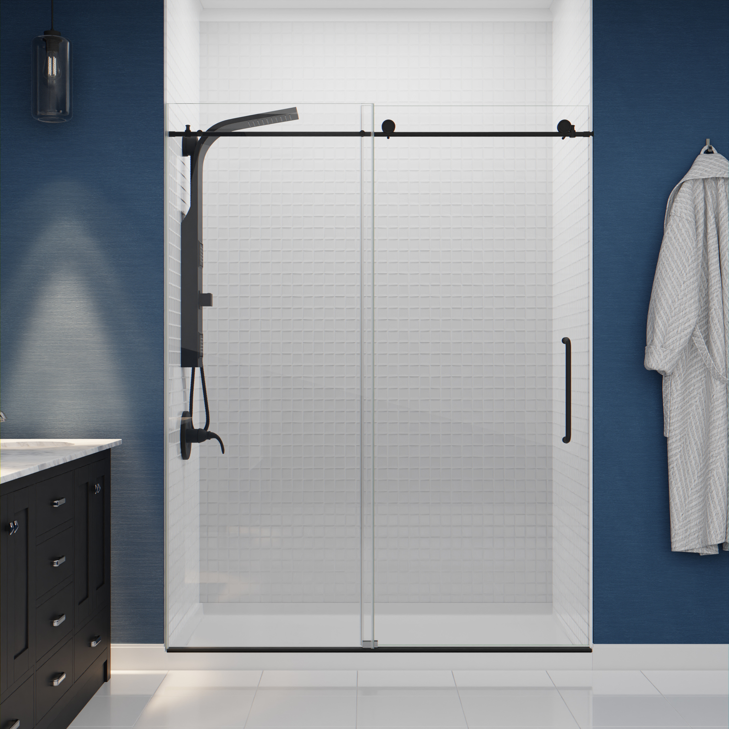 full bath shower screen Anzzi SHOWER - Shower Panels Black