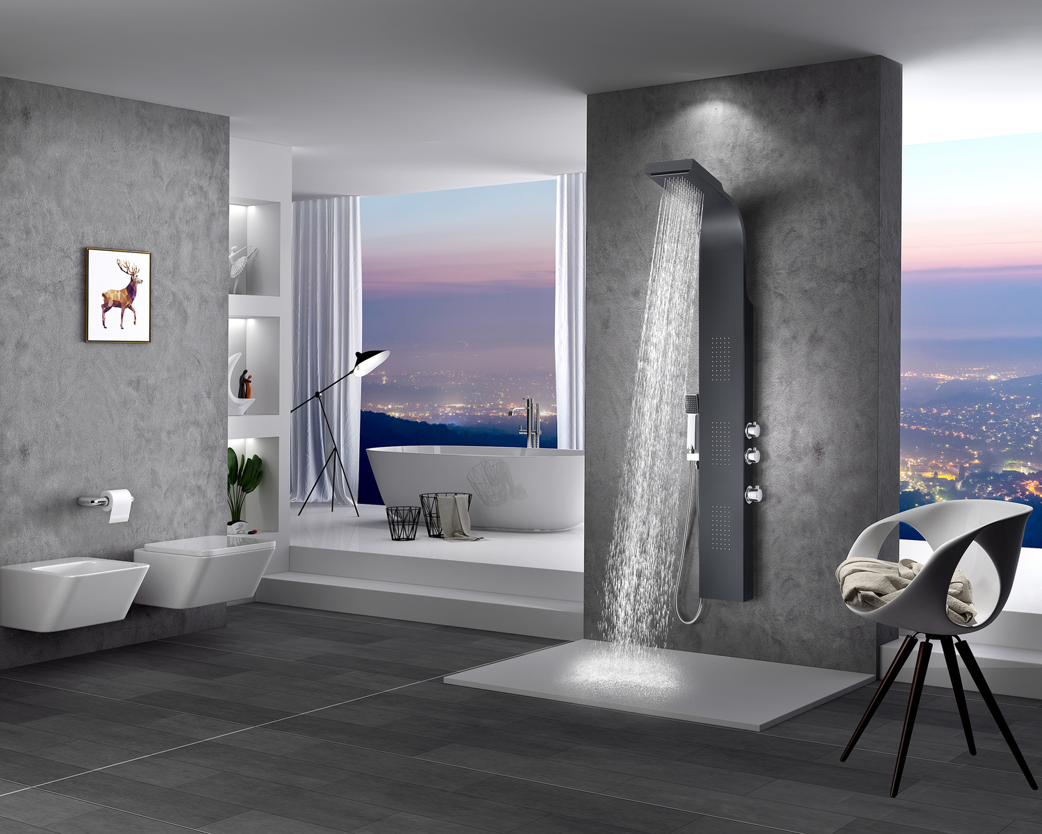 bathroom shower wall covering Anzzi SHOWER - Shower Panels Black