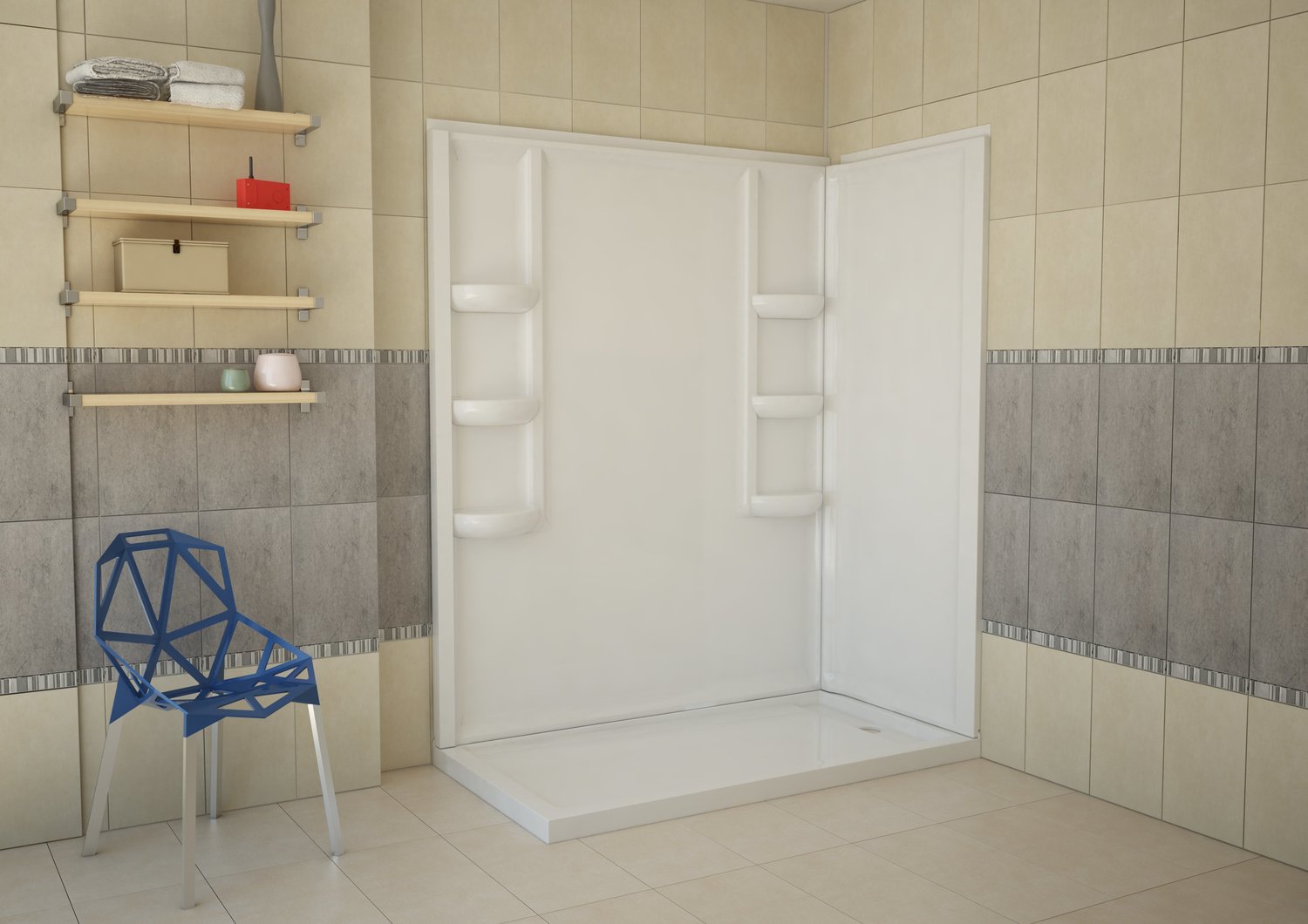  Anzzi SHOWER - Shower Walls - Corner Tub and Shower Walls White